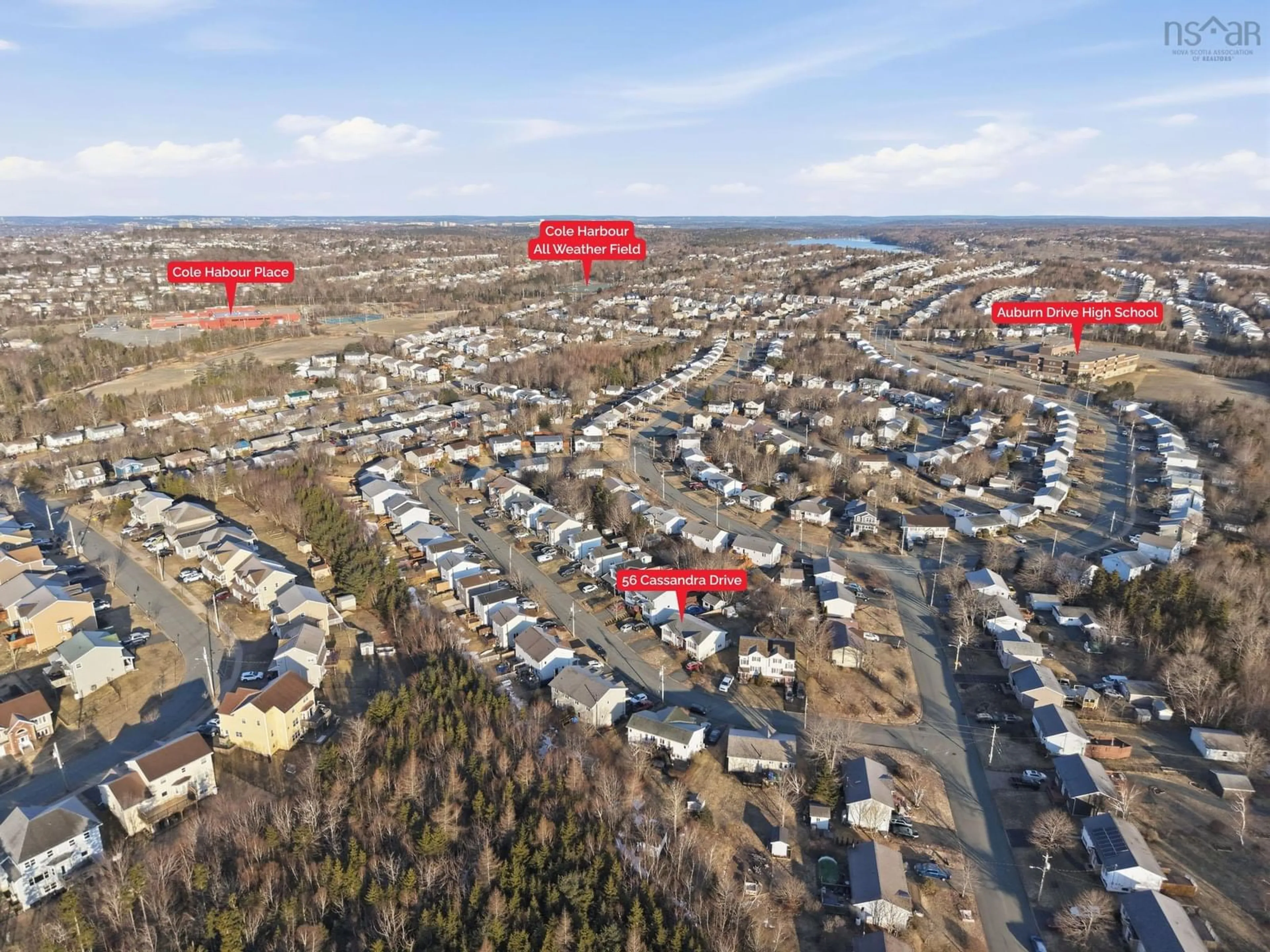 A pic from outside/outdoor area/front of a property/back of a property/a pic from drone, street for 56 Cassandra Dr, Dartmouth Nova Scotia B2W 6H4