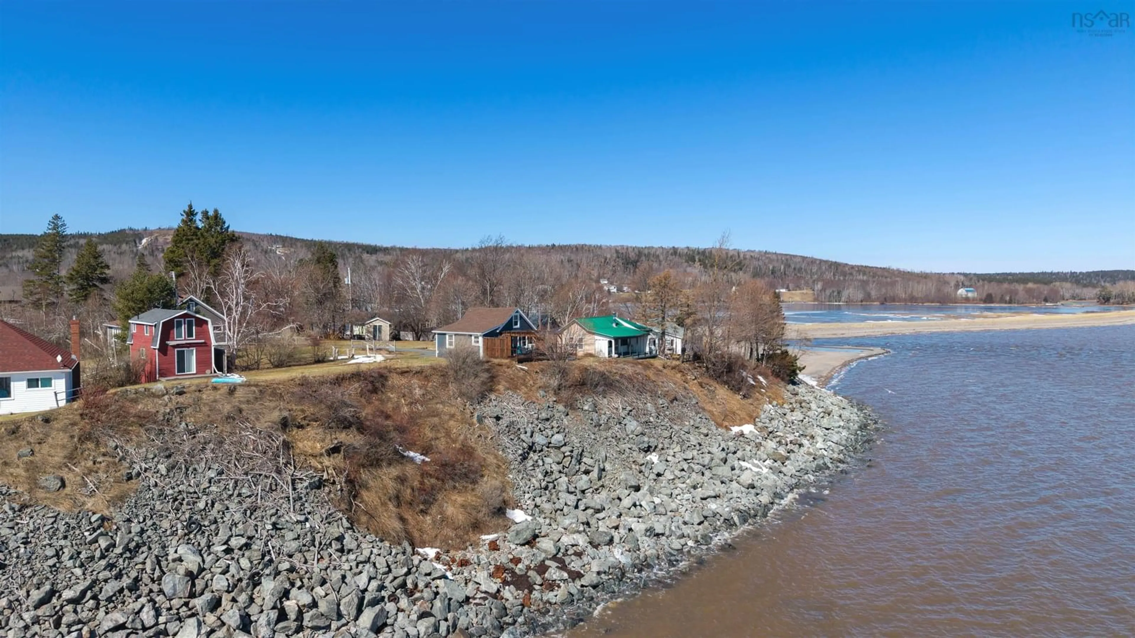 A pic from outside/outdoor area/front of a property/back of a property/a pic from drone, water/lake/river/ocean view for 215 Jim Town Rd, Jimtown Nova Scotia B2G 2L2