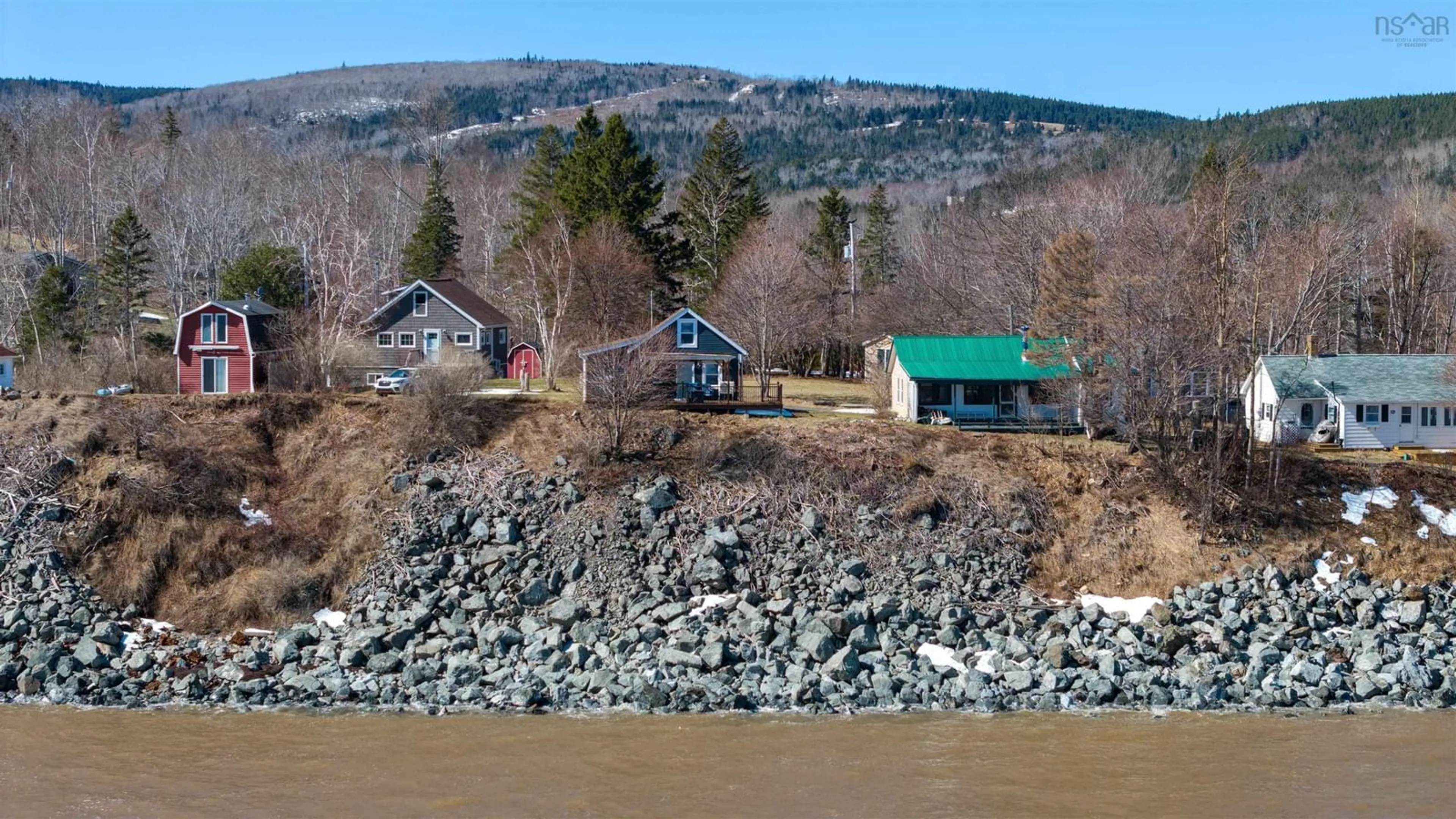 A pic from outside/outdoor area/front of a property/back of a property/a pic from drone, water/lake/river/ocean view for 215 Jim Town Rd, Jimtown Nova Scotia B2G 2L2