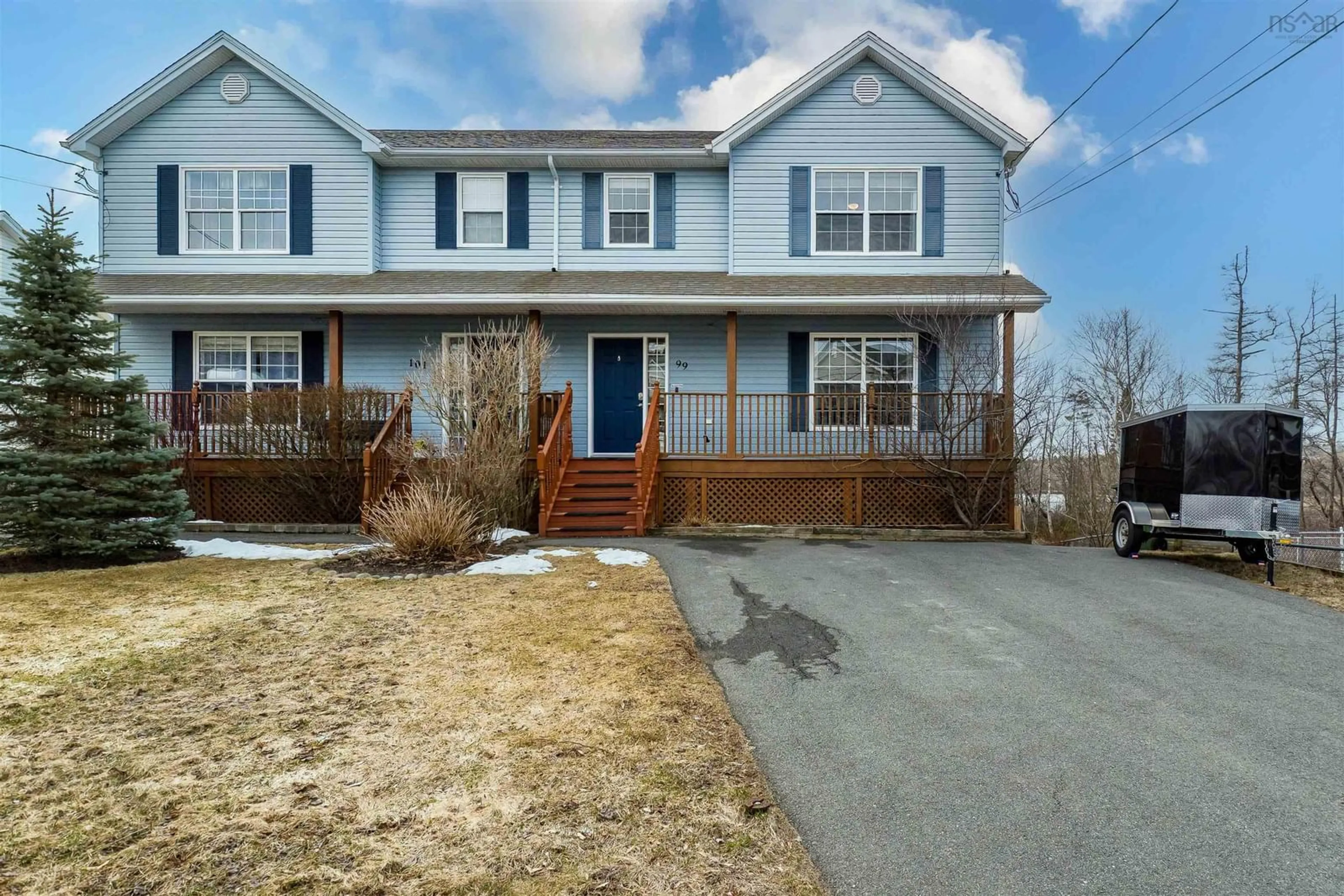 Home with vinyl exterior material, street for 99 Brookview Dr, Cole Harbour Nova Scotia B2V 2V6