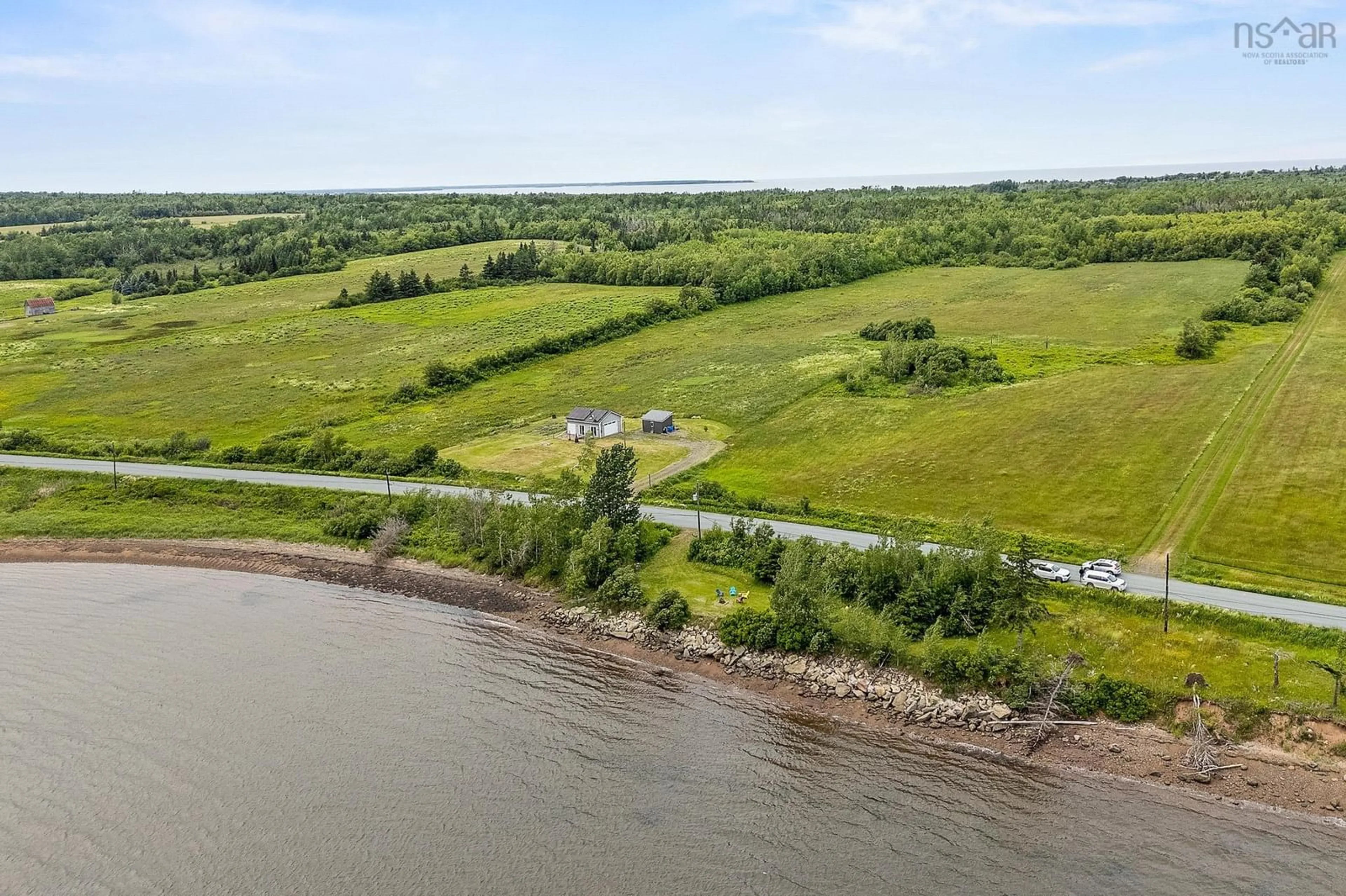 A pic from outside/outdoor area/front of a property/back of a property/a pic from drone, water/lake/river/ocean view for 3667 Malagash Rd, Malagash Centre Nova Scotia B0K 1E0