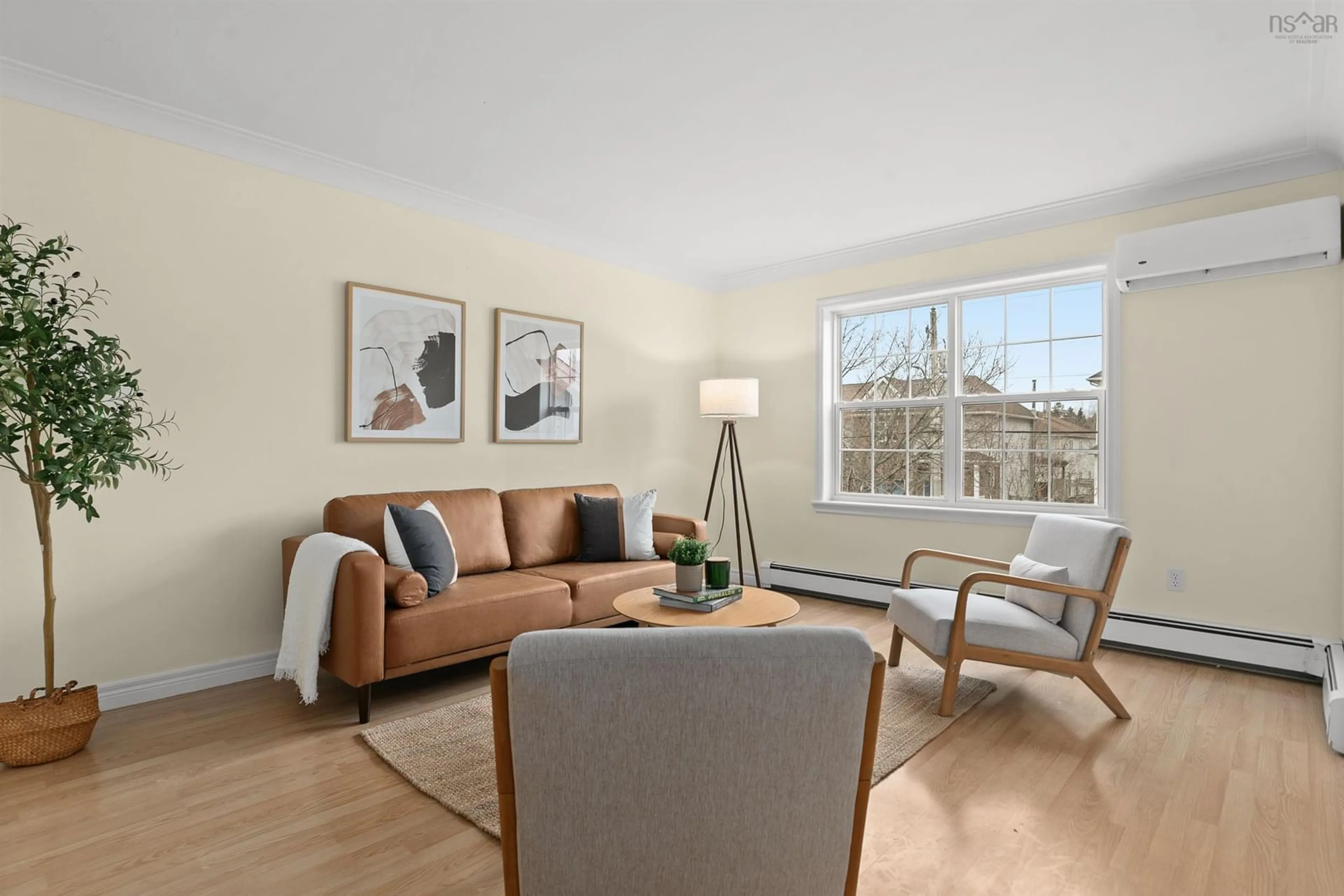 Living room with furniture, wood/laminate floor for 36 Stratford Way, Halifax Nova Scotia B3S 1E5