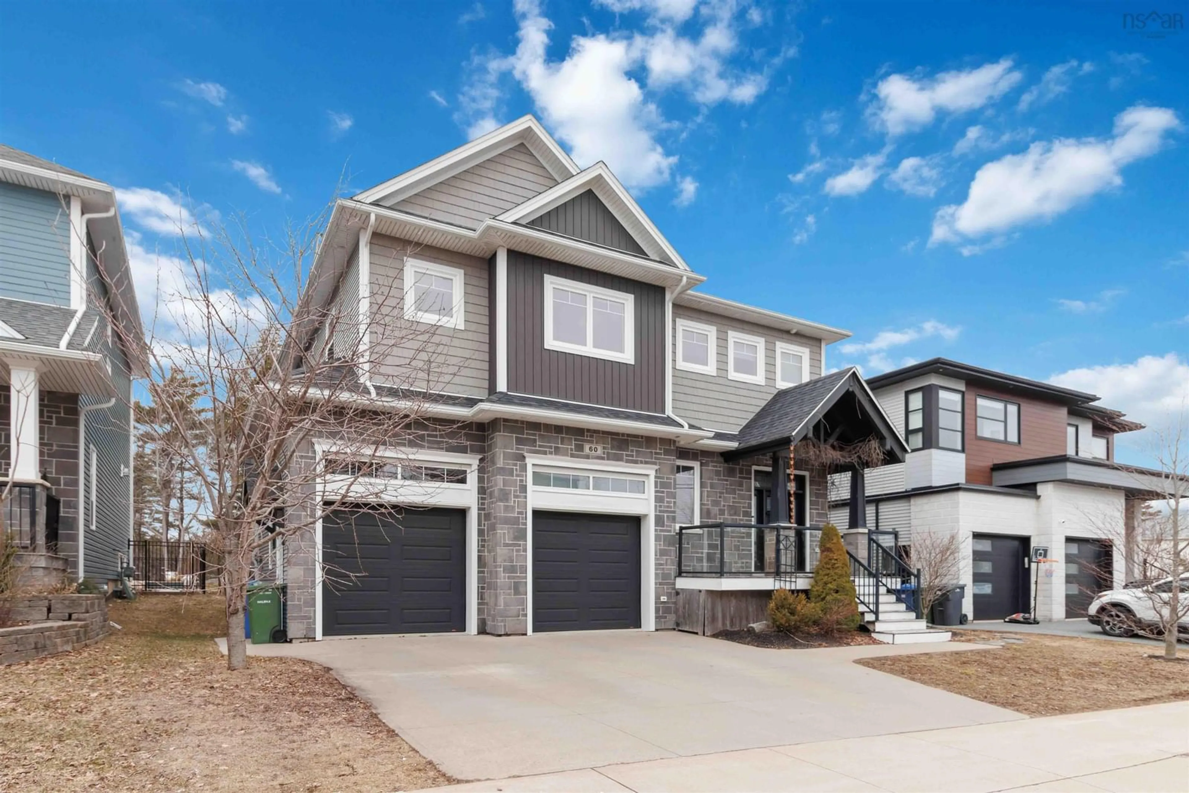 Home with vinyl exterior material, street for 60 Amesbury Gate, Bedford Nova Scotia B4B 0R4