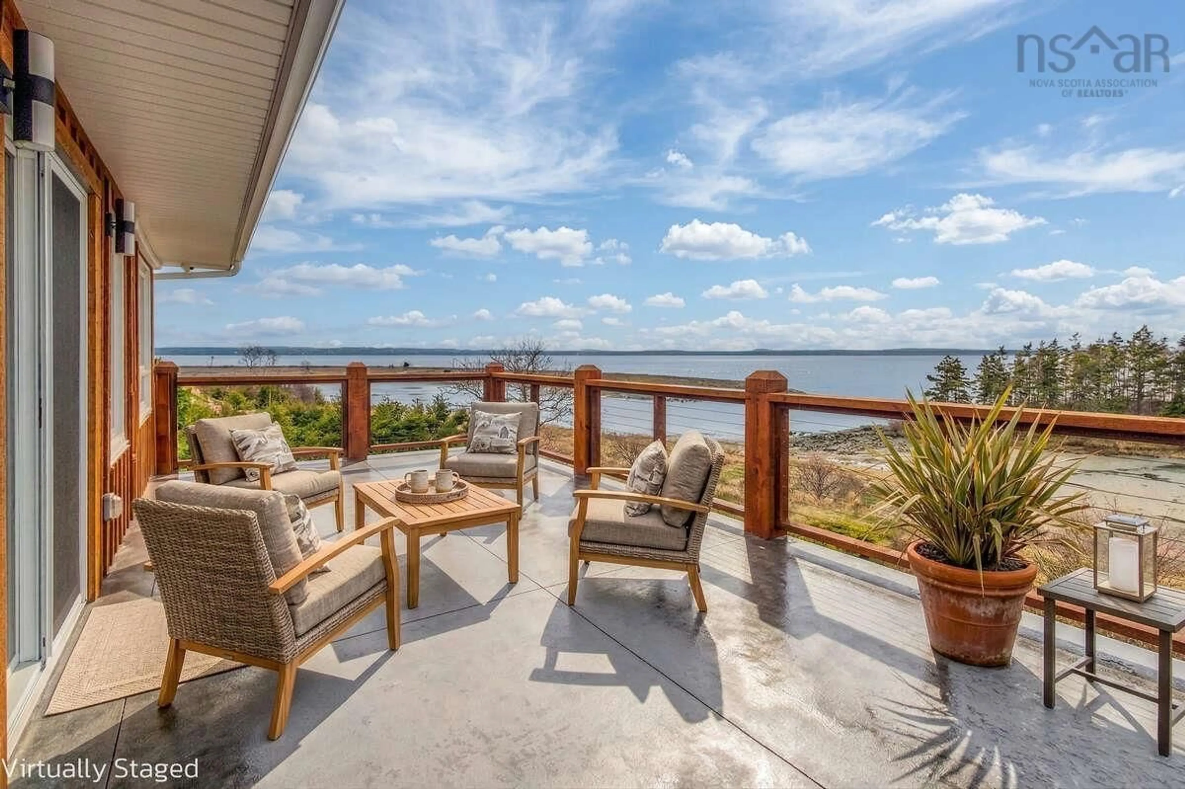 Patio, water/lake/river/ocean view for 130 Scottsdale Lane, Round Island Nova Scotia B1B 1P7