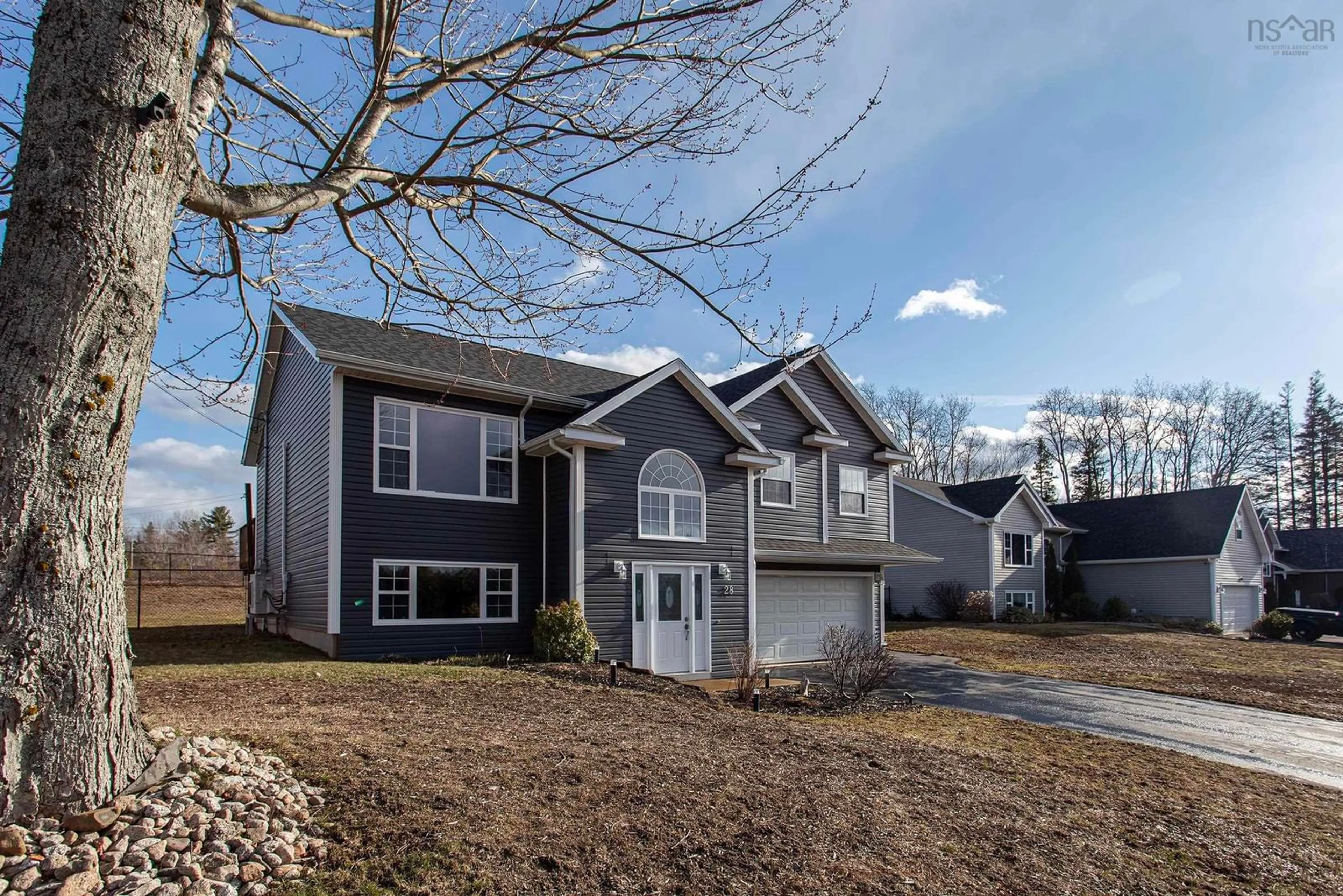 Home with vinyl exterior material, street for 28 Terra Nova Dr, Greenwood Nova Scotia B0P 1R0