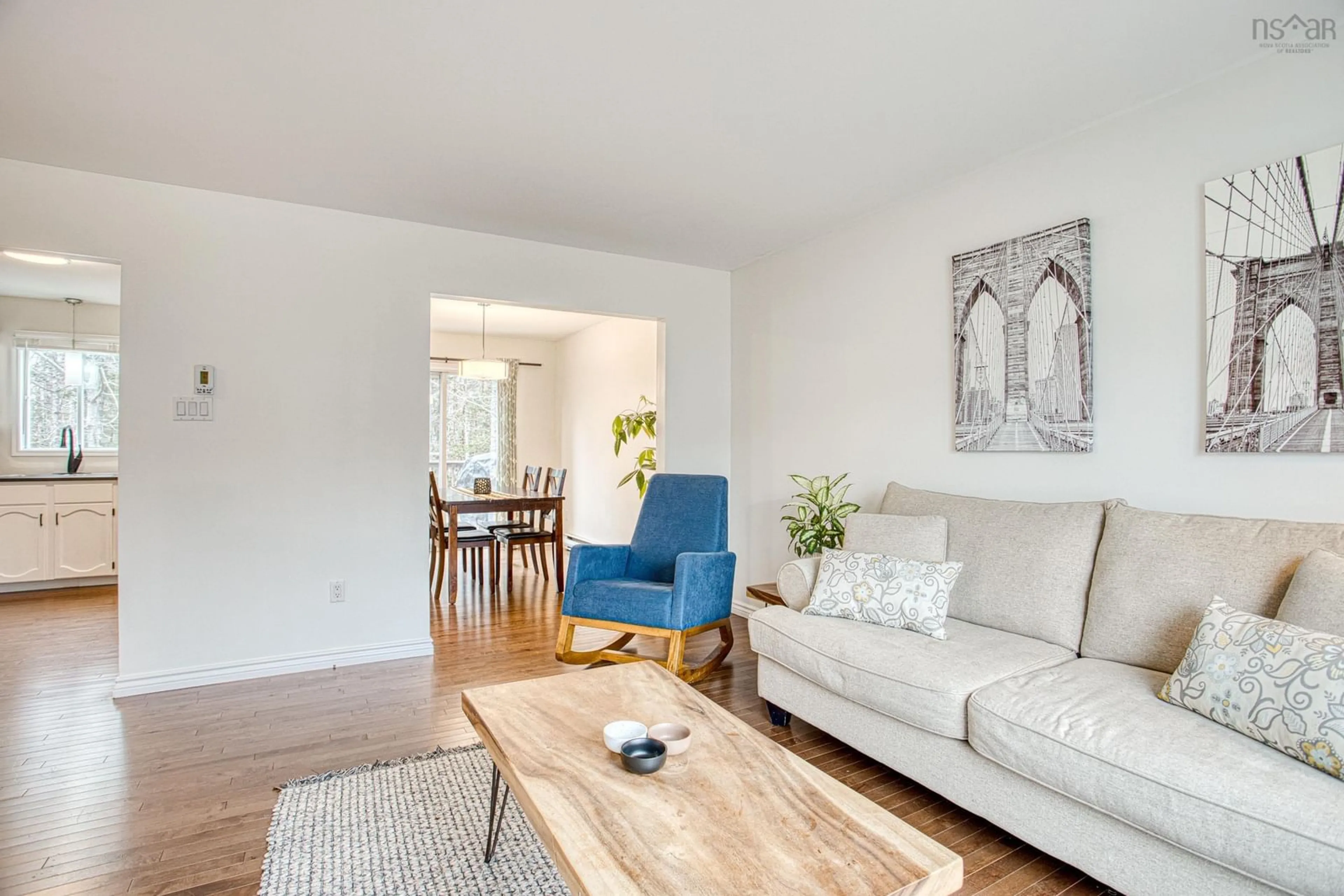Living room with furniture, wood/laminate floor for 22 Sprucevale Dr, Timberlea Nova Scotia B3T 1J8