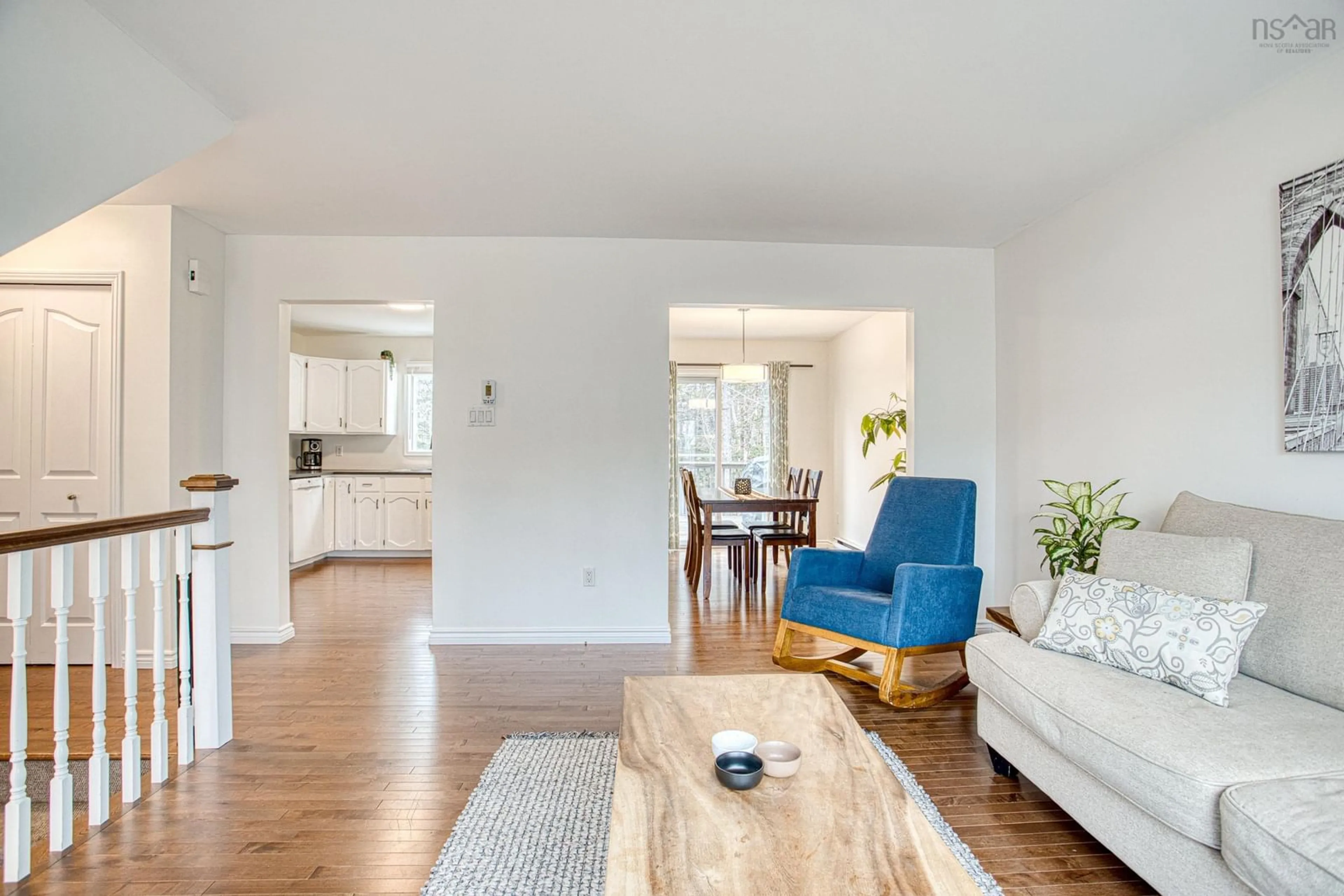 Living room with furniture, wood/laminate floor for 22 Sprucevale Dr, Timberlea Nova Scotia B3T 1J8