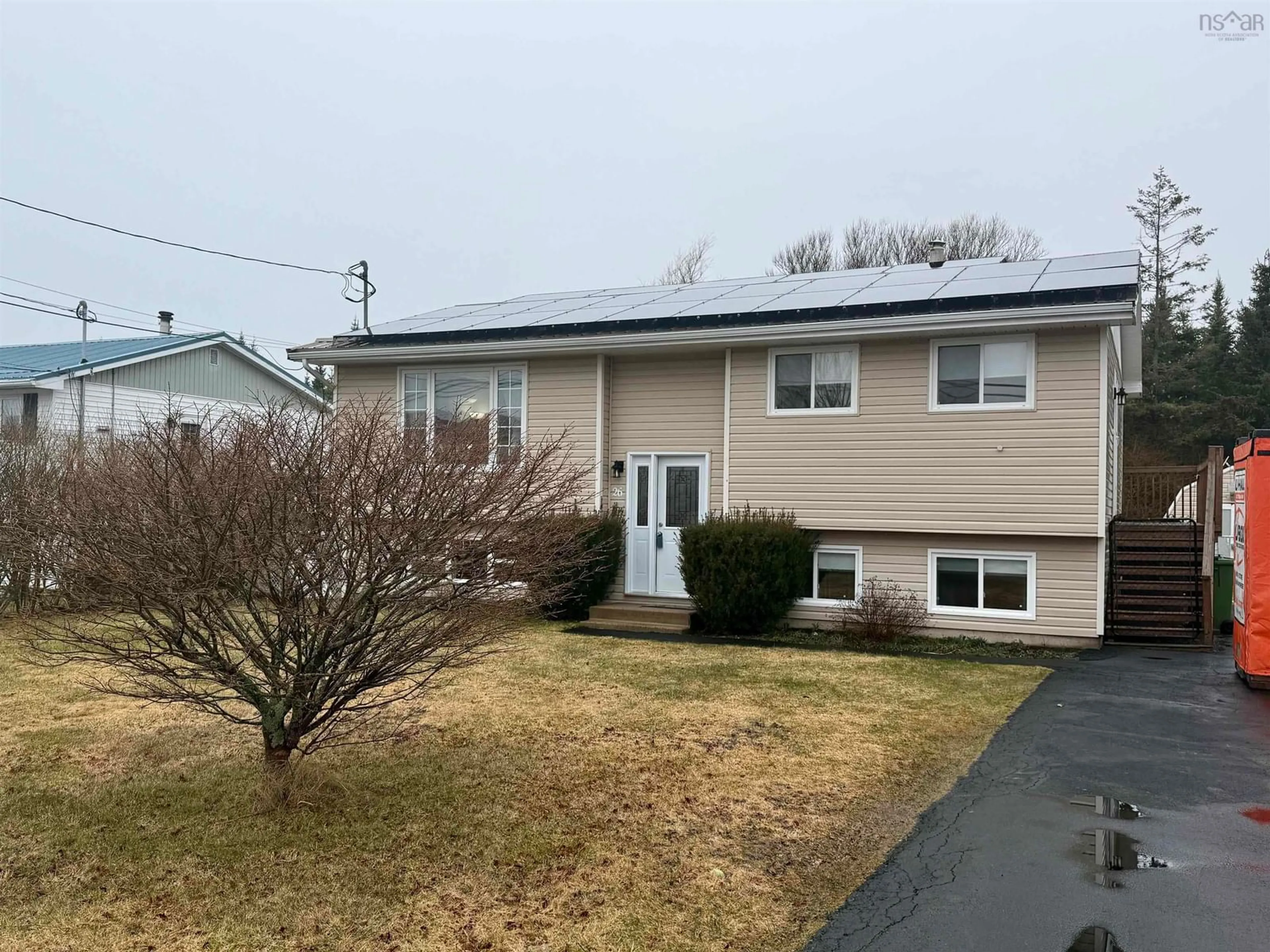 Home with vinyl exterior material, street for 26 Romkey Dr, Eastern Passage Nova Scotia B3G 1G9