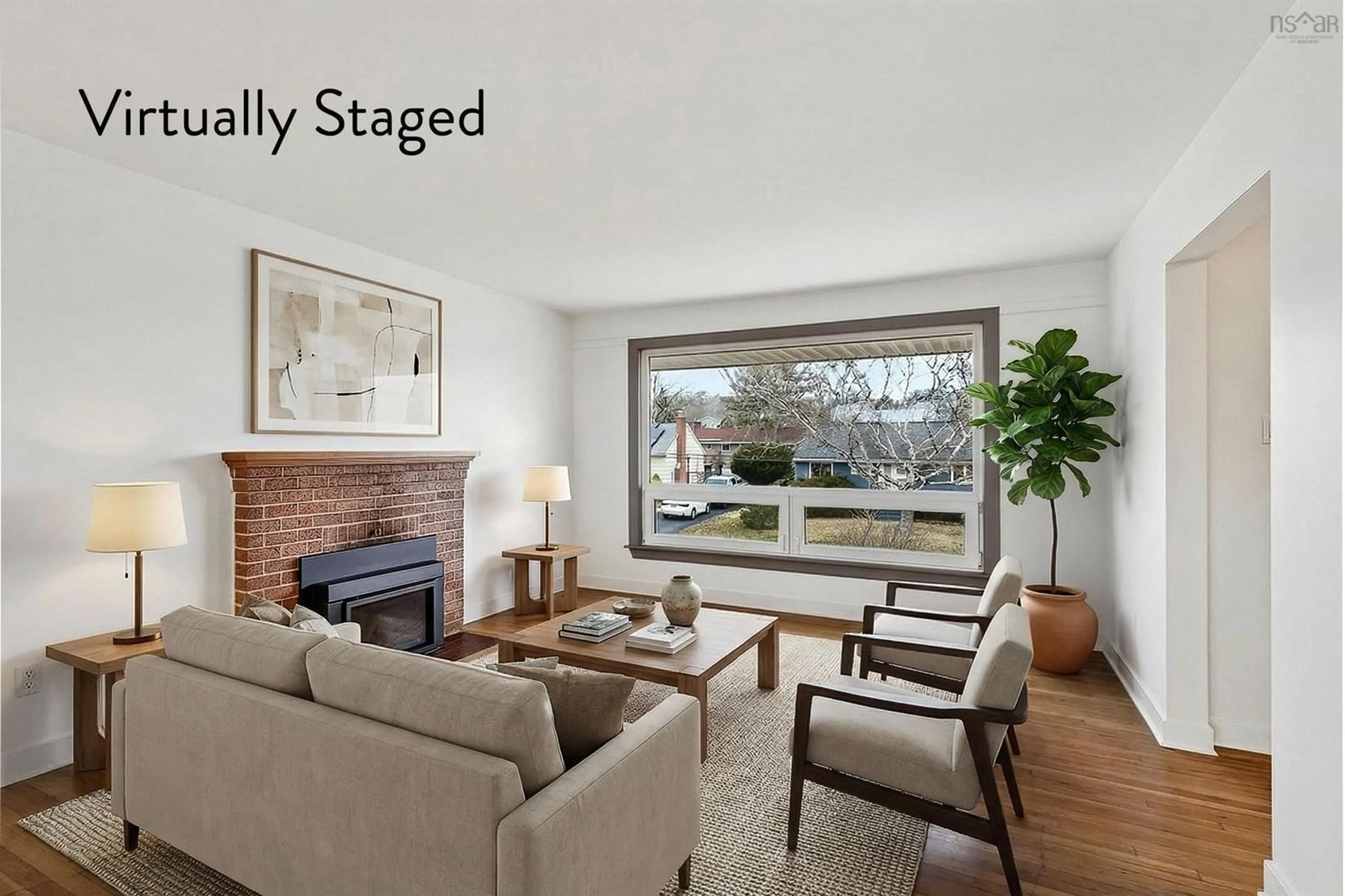 Living room with furniture, wood/laminate floor for 24 Canary Cres, Halifax Nova Scotia B3M 1R1