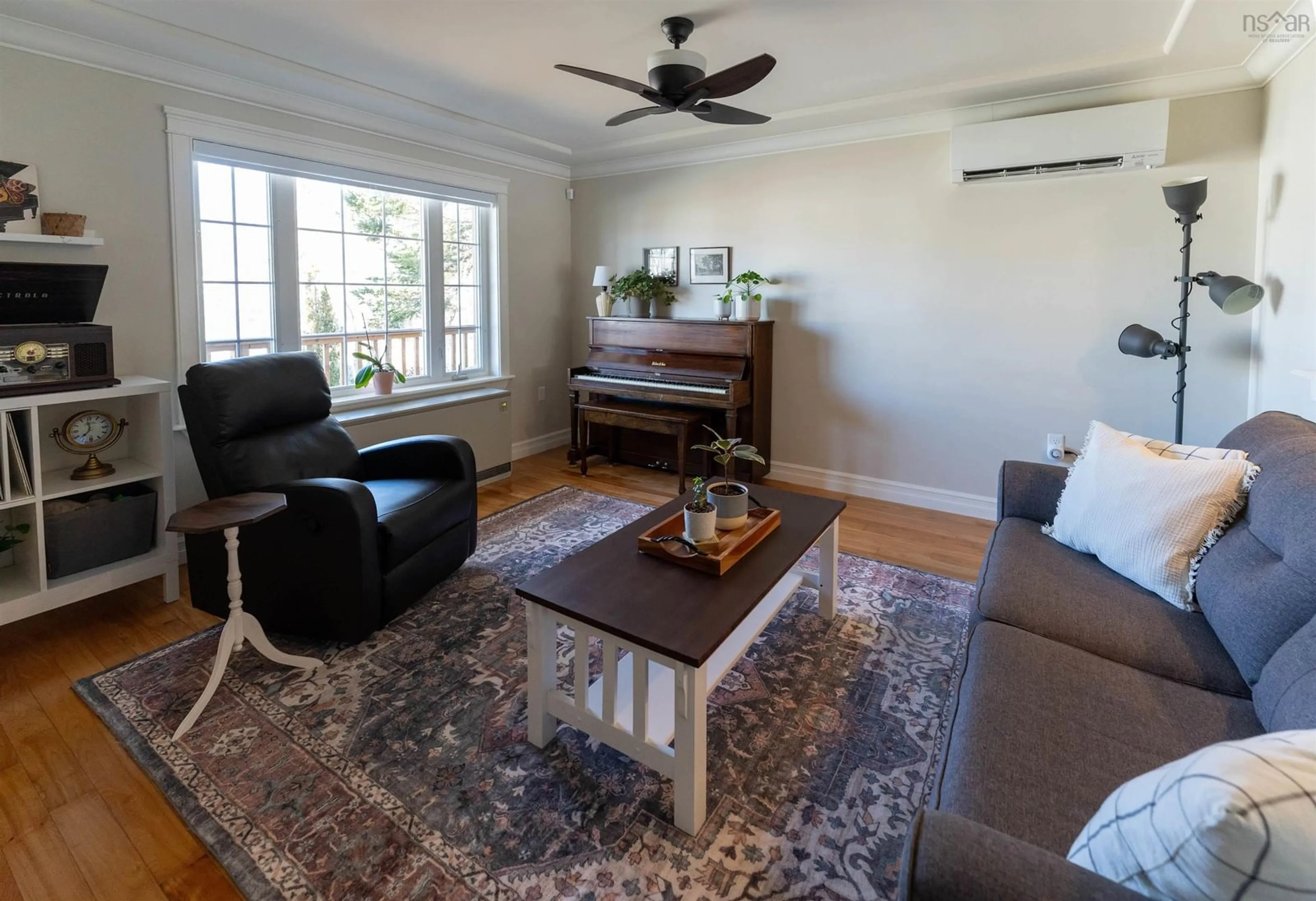 Living room with furniture, wood/laminate floor for 52 Argus Dr, Dartmouth Nova Scotia B3A 4Y1