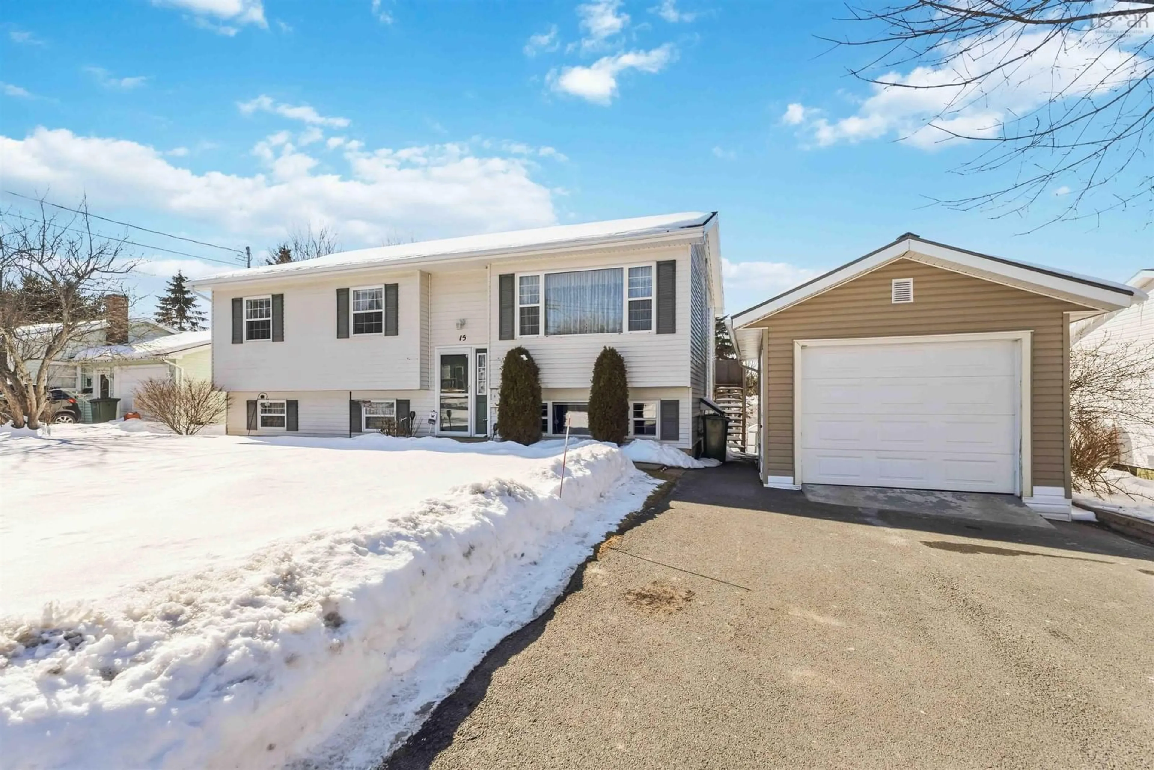 Home with vinyl exterior material, street for 15 Sherry Ave, North Kentville Nova Scotia B4N 1Z6