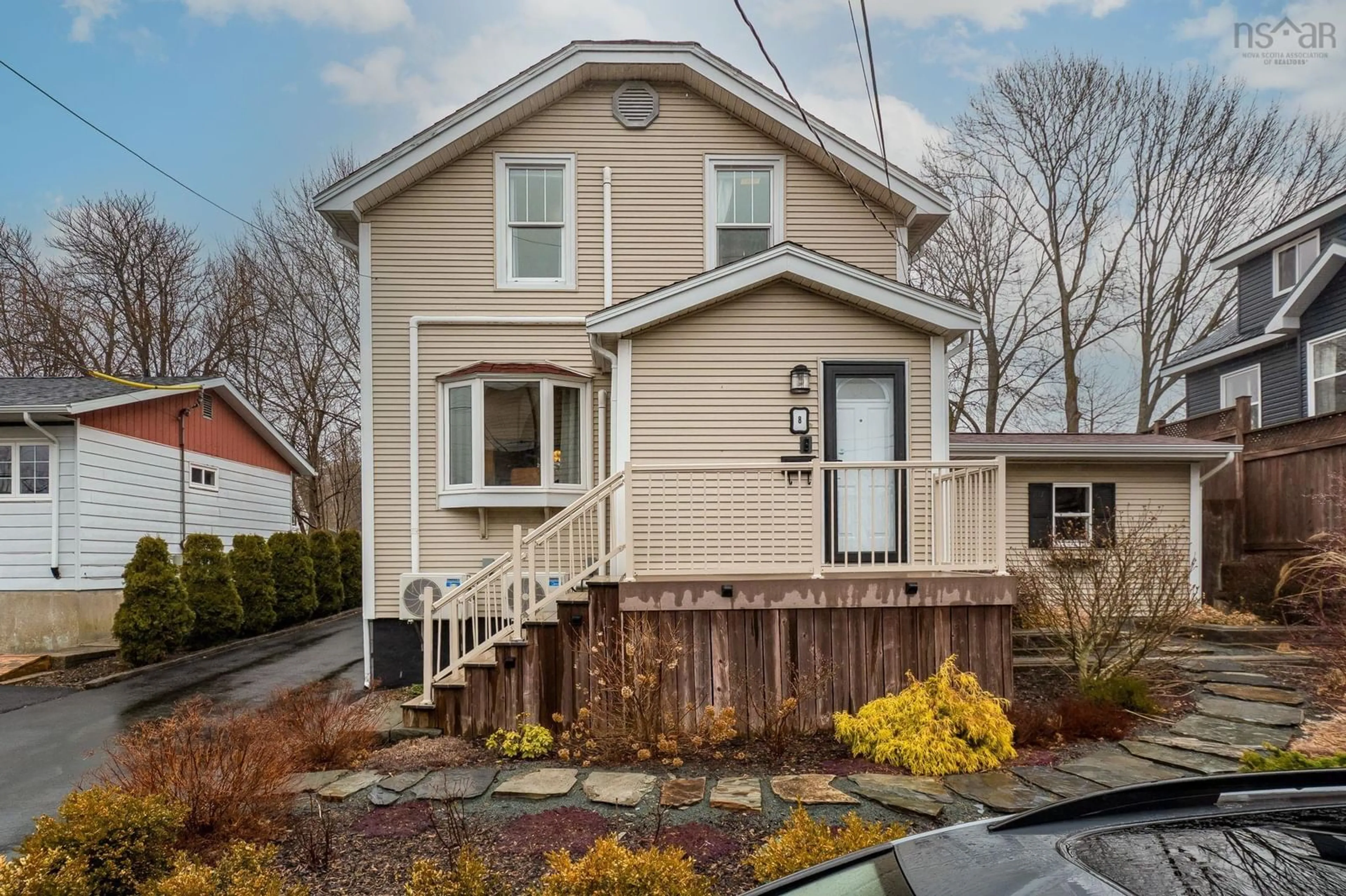 Home with vinyl exterior material, street for 8 Eaton Ave, Dartmouth Nova Scotia B2Y 2X5