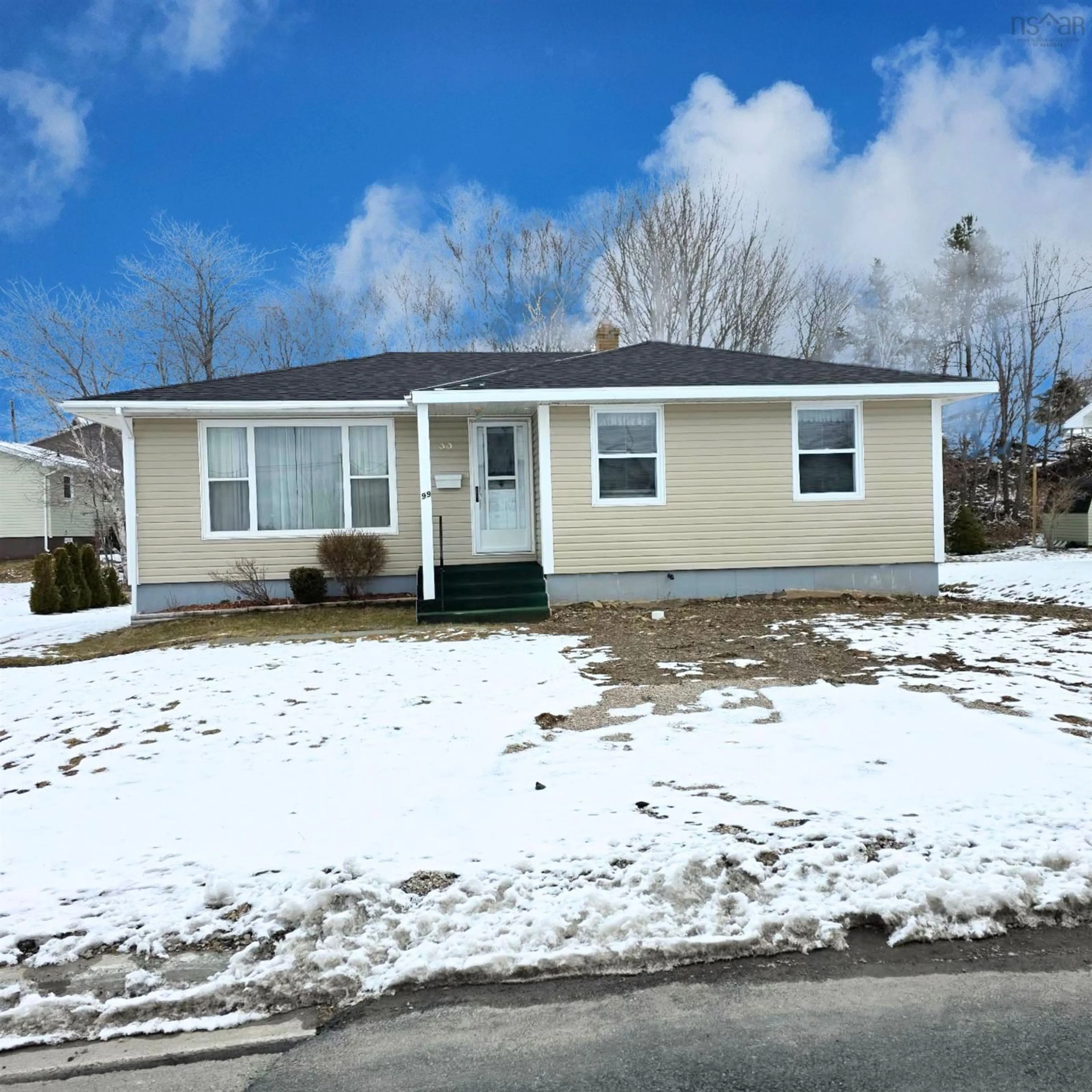 Home with vinyl exterior material, street for 99 Ranna Dr, Sydney Nova Scotia B1P 3Y5