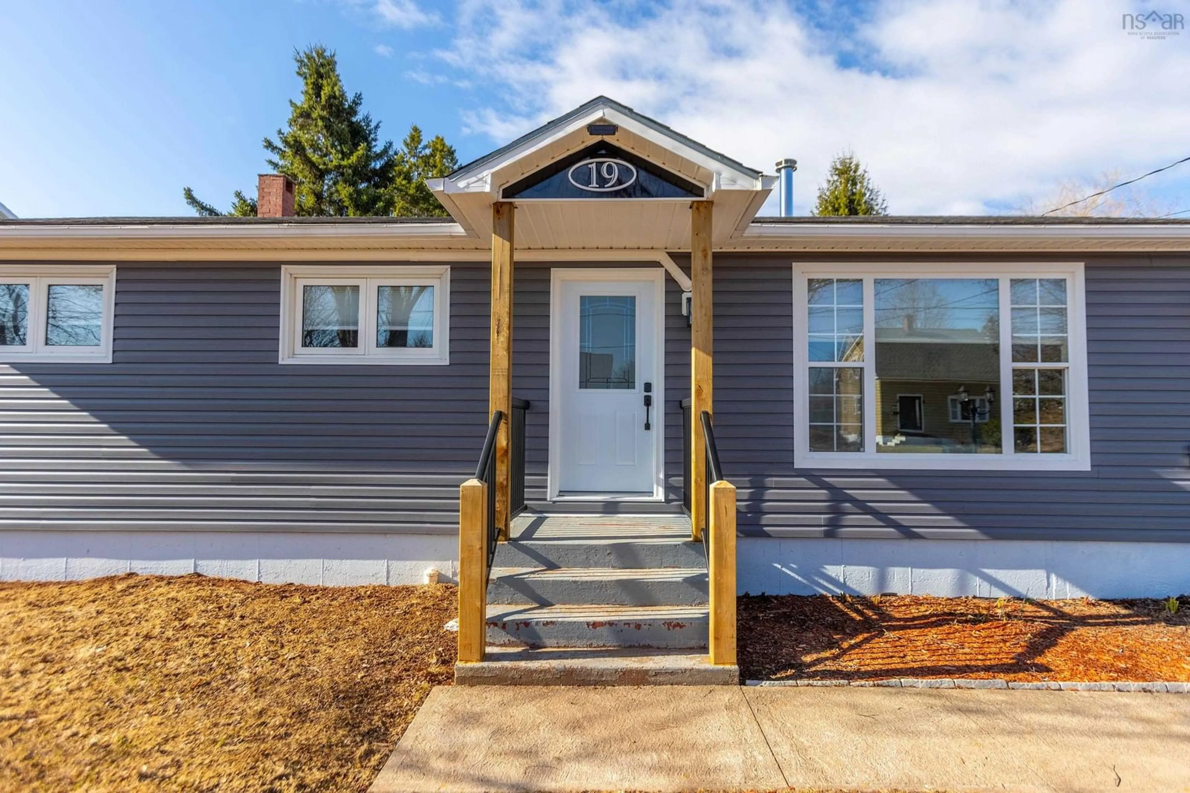 Home with vinyl exterior material, street for 19 Boylston Ave, Amherst Nova Scotia B4H 3W9