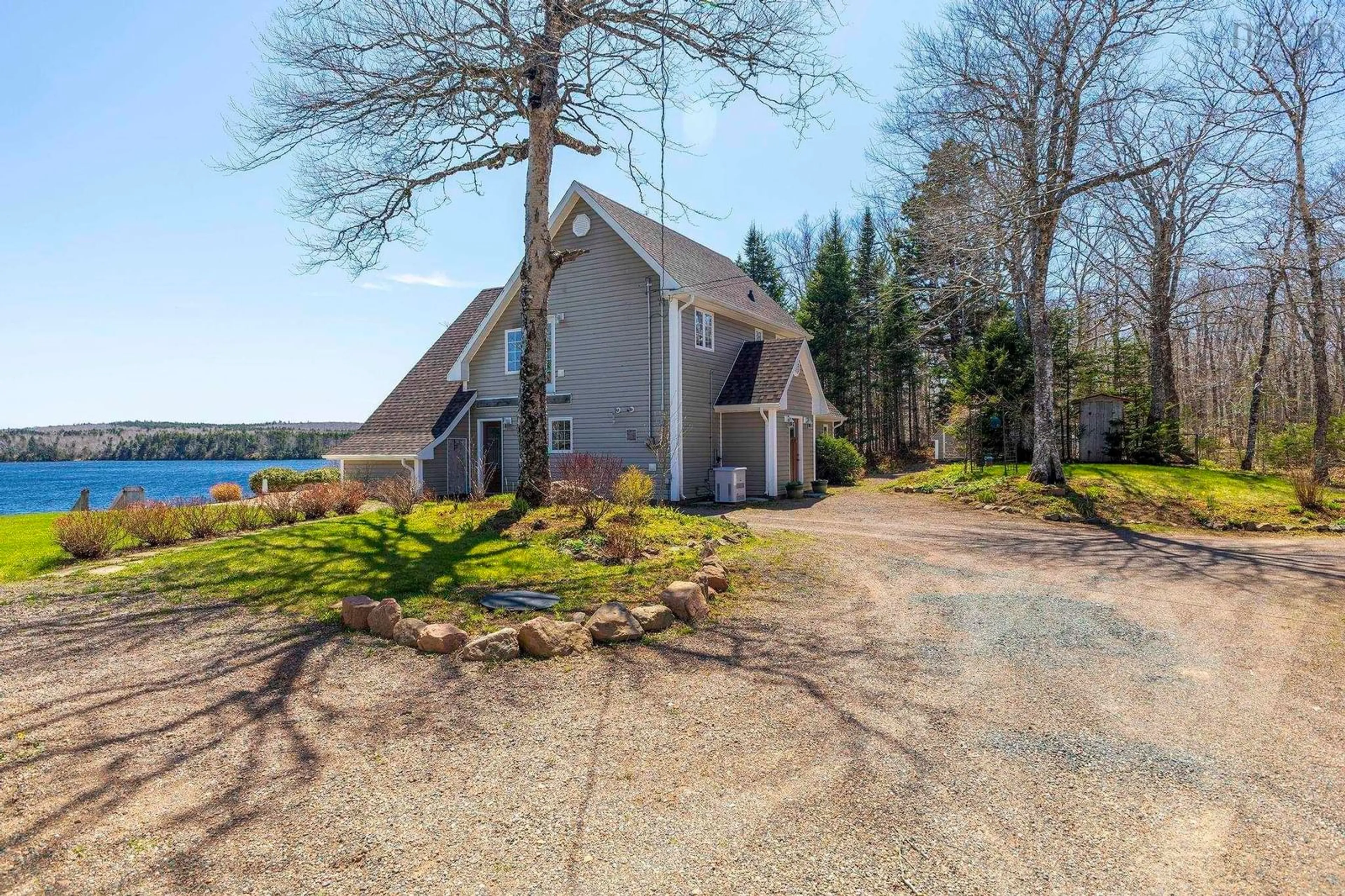 A pic from outside/outdoor area/front of a property/back of a property/a pic from drone, water/lake/river/ocean view for 344 Hart Lake Rd, Hart Lake Nova Scotia B0M 1G0