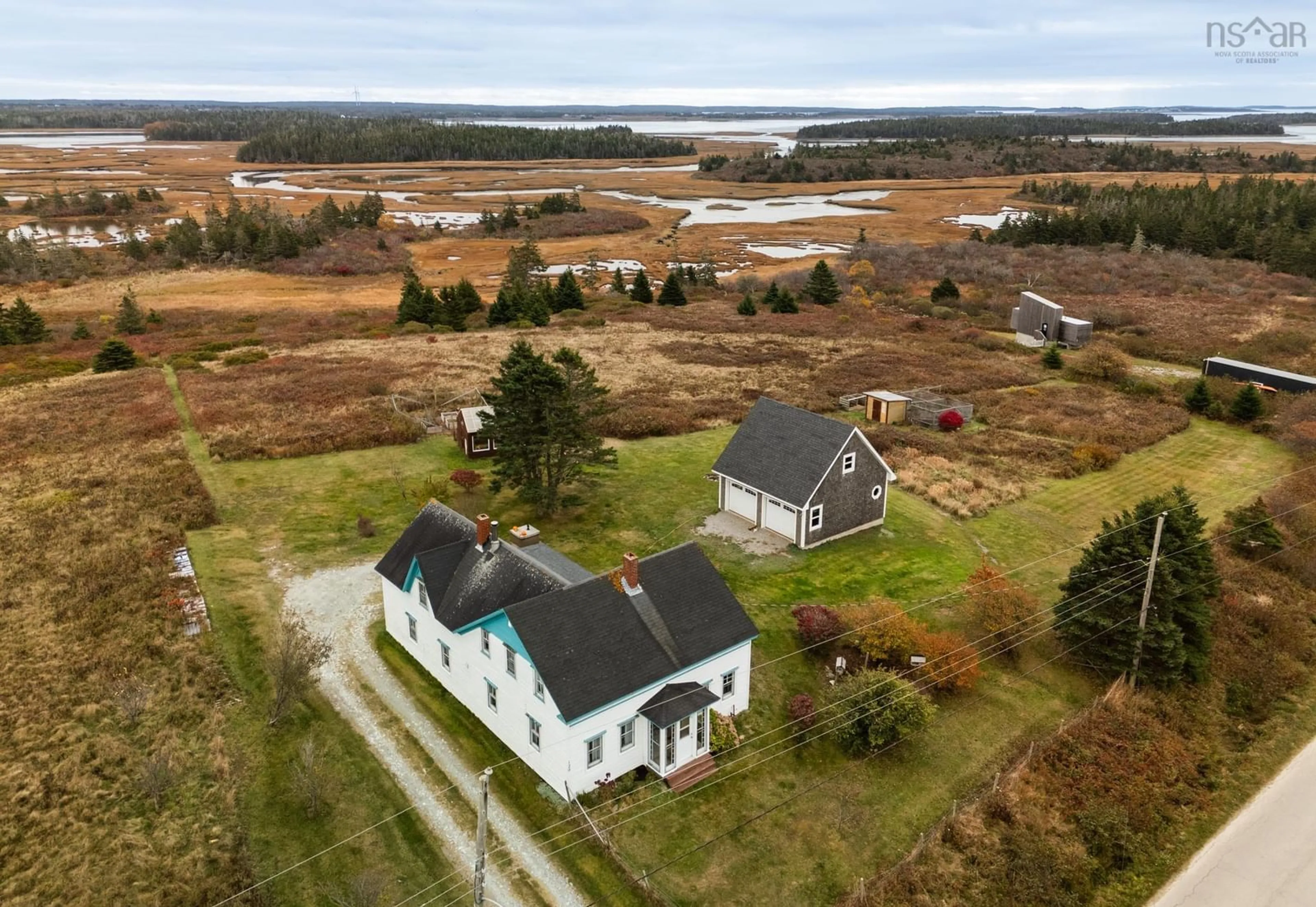 A pic from outside/outdoor area/front of a property/back of a property/a pic from drone, unknown for 129 Chebogue Point Rd, Rockville Nova Scotia B5A 5E8