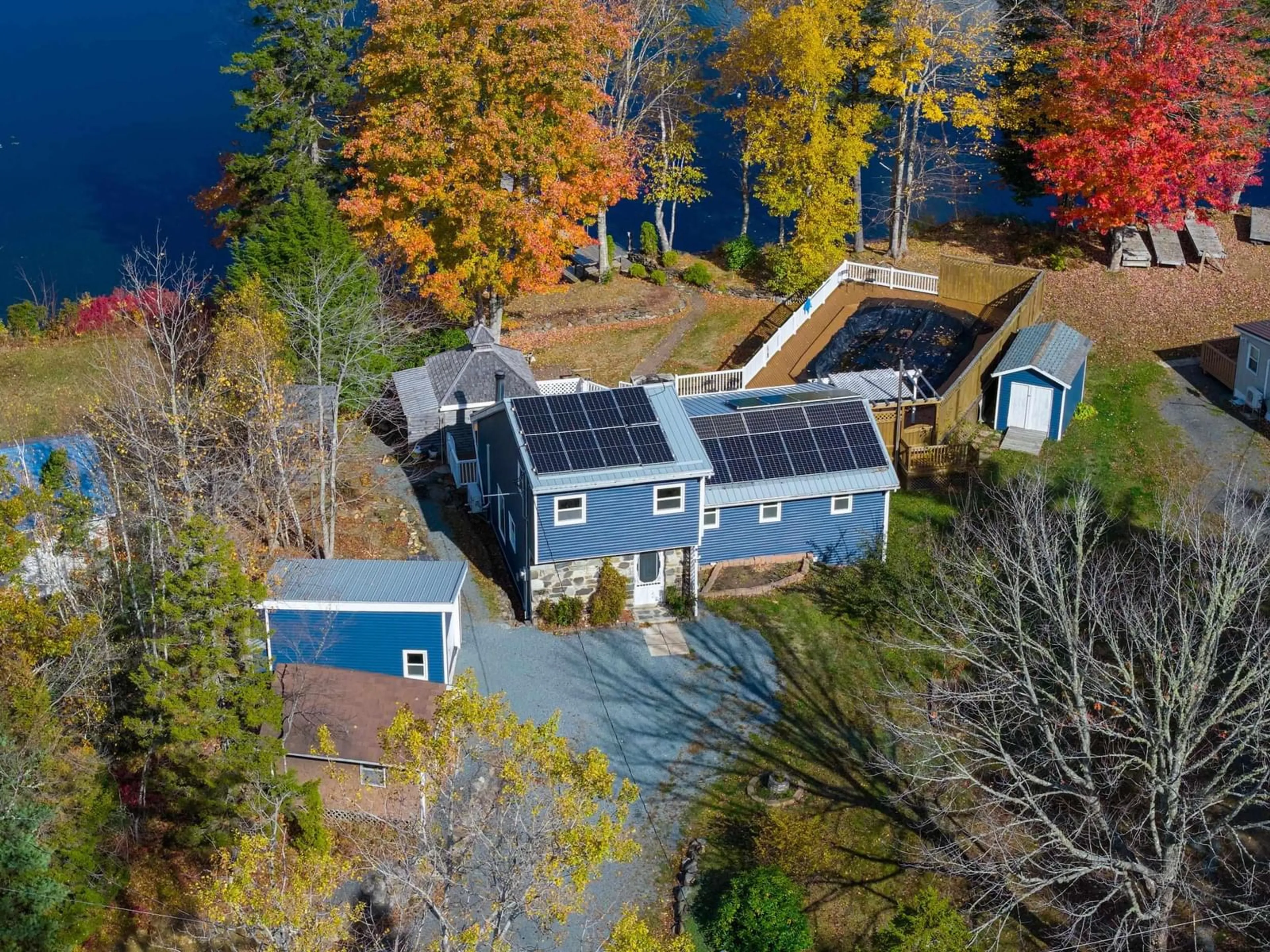A pic from outside/outdoor area/front of a property/back of a property/a pic from drone, water/lake/river/ocean view for 27 Crooked Lake Rd, Camperdown Nova Scotia B4V 6T3