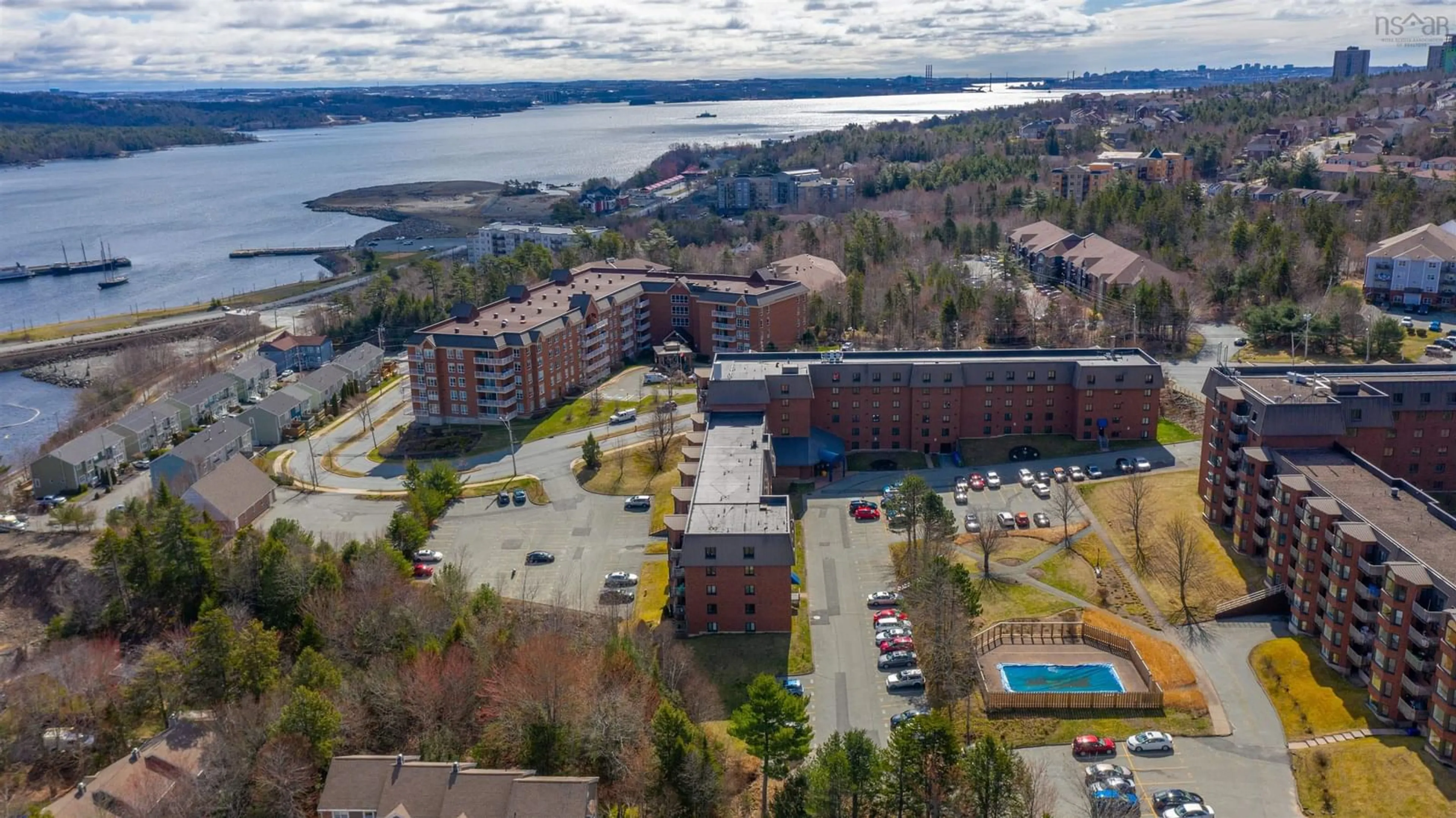 A pic from outside/outdoor area/front of a property/back of a property/a pic from drone, water/lake/river/ocean view for 61 Nelsons Landing #507, Bedford Nova Scotia B4A 3X3
