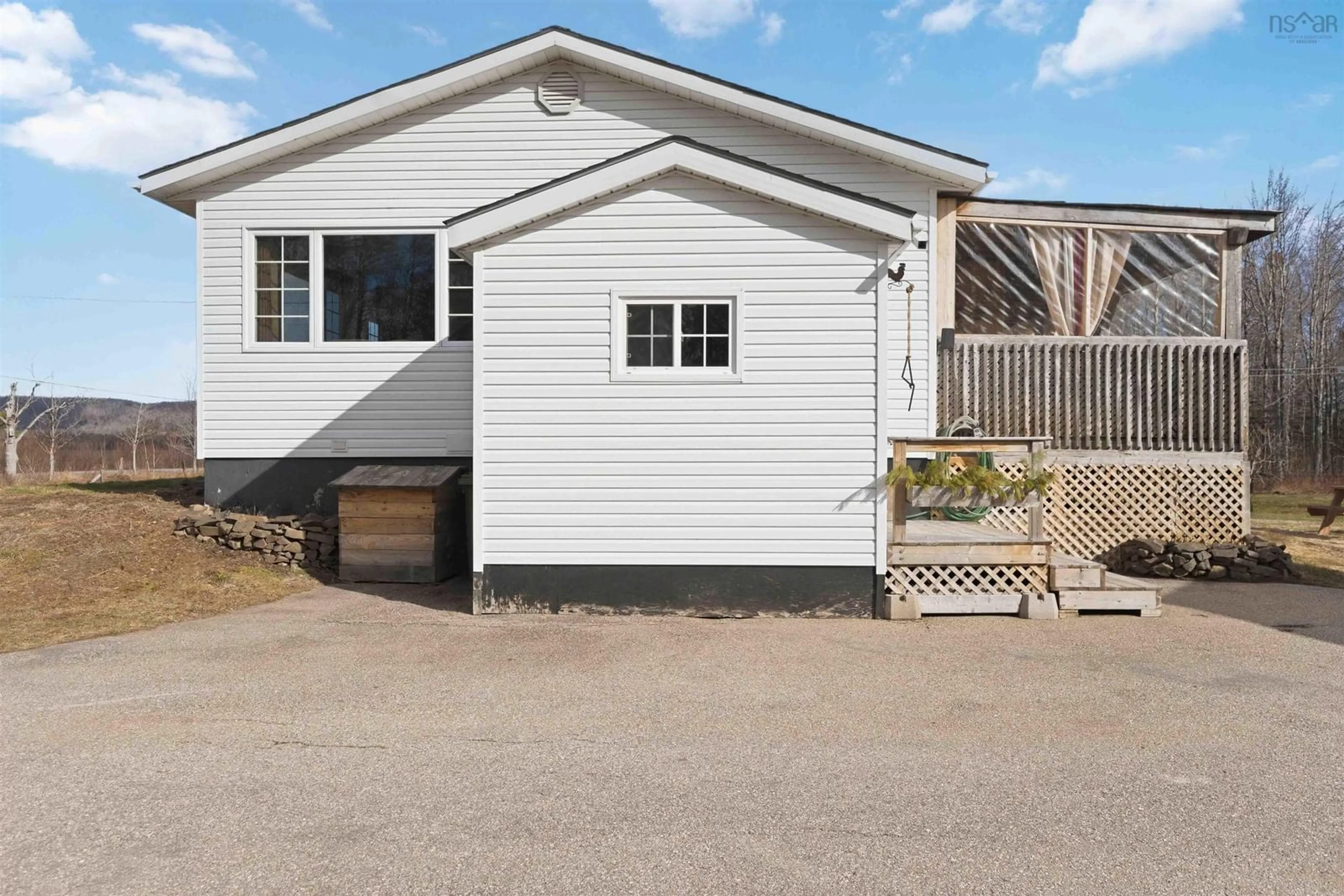 Home with vinyl exterior material, street for 302 Fitch Rd, Clarence East Nova Scotia B0S 1M0