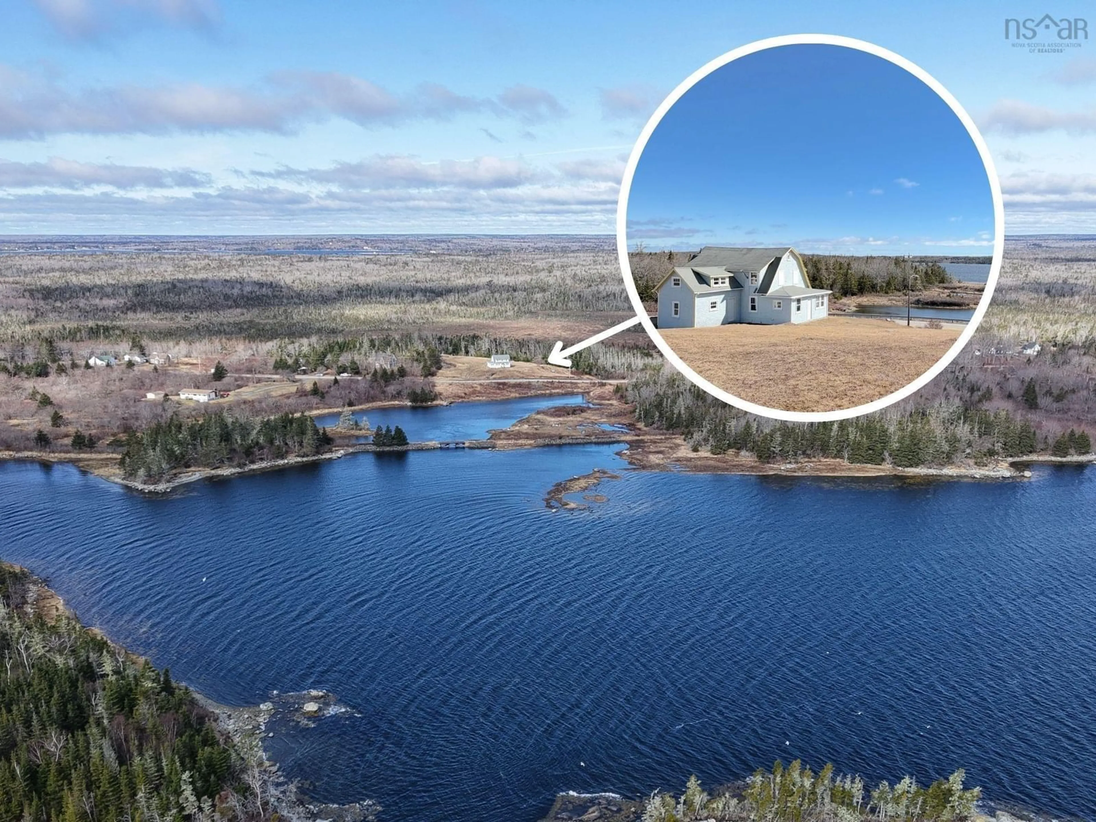 A pic from outside/outdoor area/front of a property/back of a property/a pic from drone, water/lake/river/ocean view for 2878 Highway 3, Allendale Nova Scotia B0T 1L0
