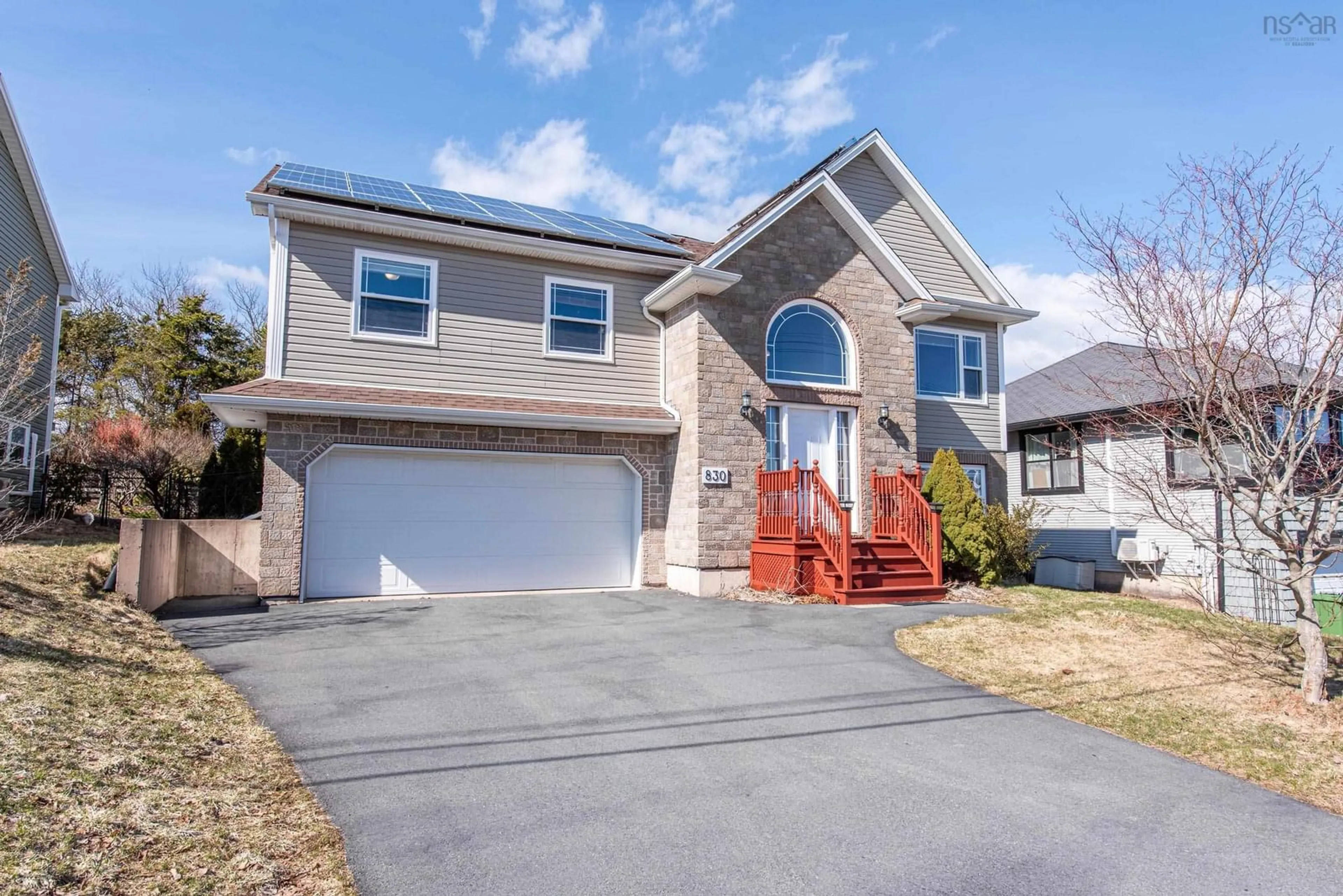 Home with vinyl exterior material, street for 830 Basinview Dr, Bedford Nova Scotia B4A 3N4