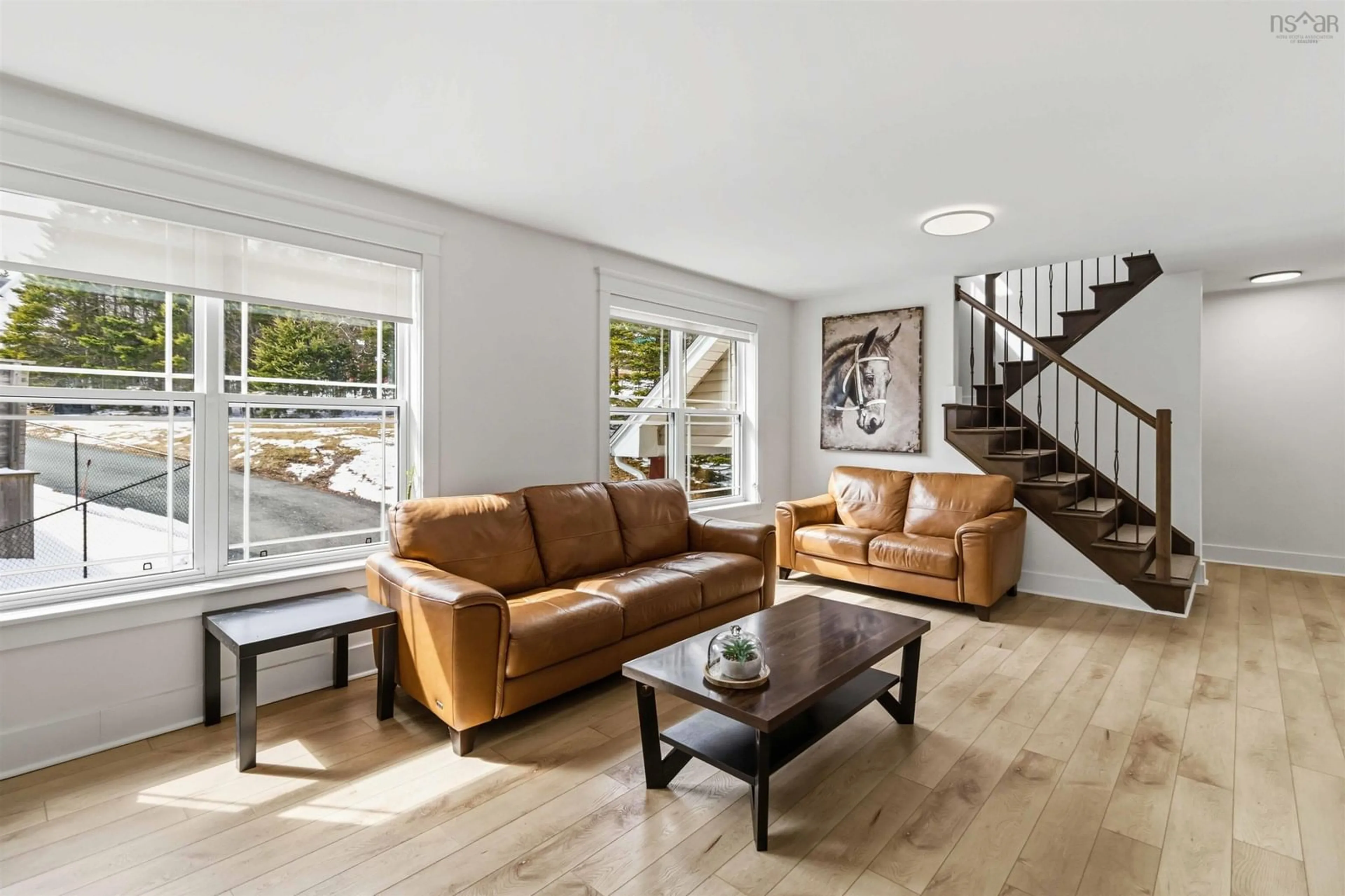 Living room with furniture, wood/laminate floor for 6 Riverwood Dr, Timberlea Nova Scotia B3T 0B1