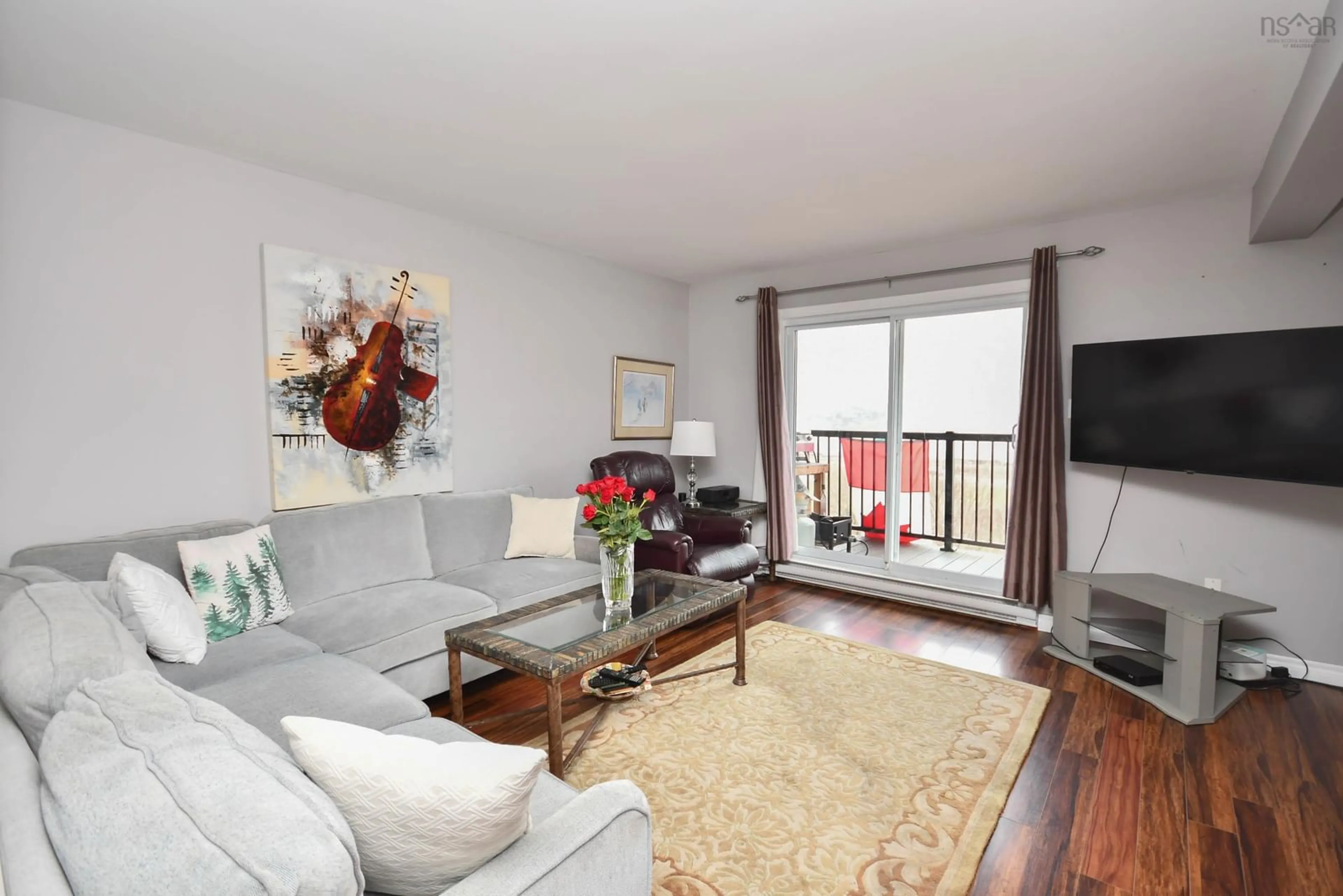 Living room with furniture, wood/laminate floor for 5881 Gainsborough Pl, Halifax Nova Scotia B3K 5R6