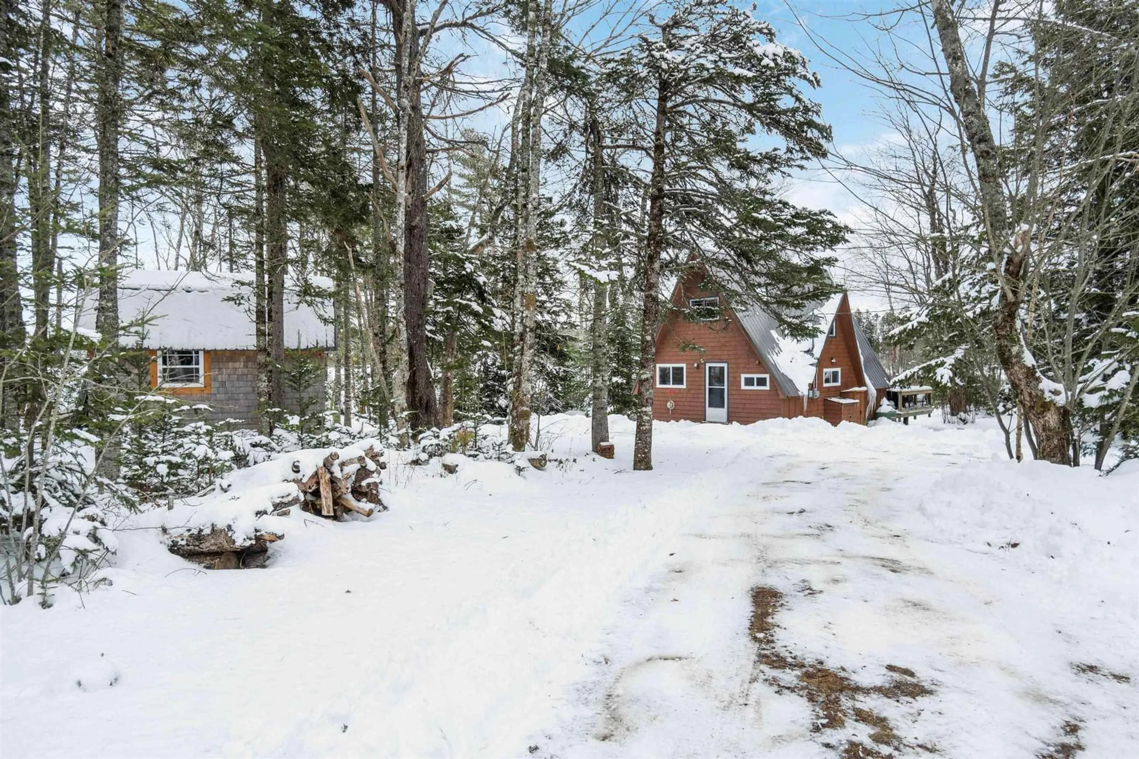 A pic from outside/outdoor area/front of a property/back of a property/a pic from drone, forest/trees view for 110 East Lake Rd, New Albany Nova Scotia B0S 1P0