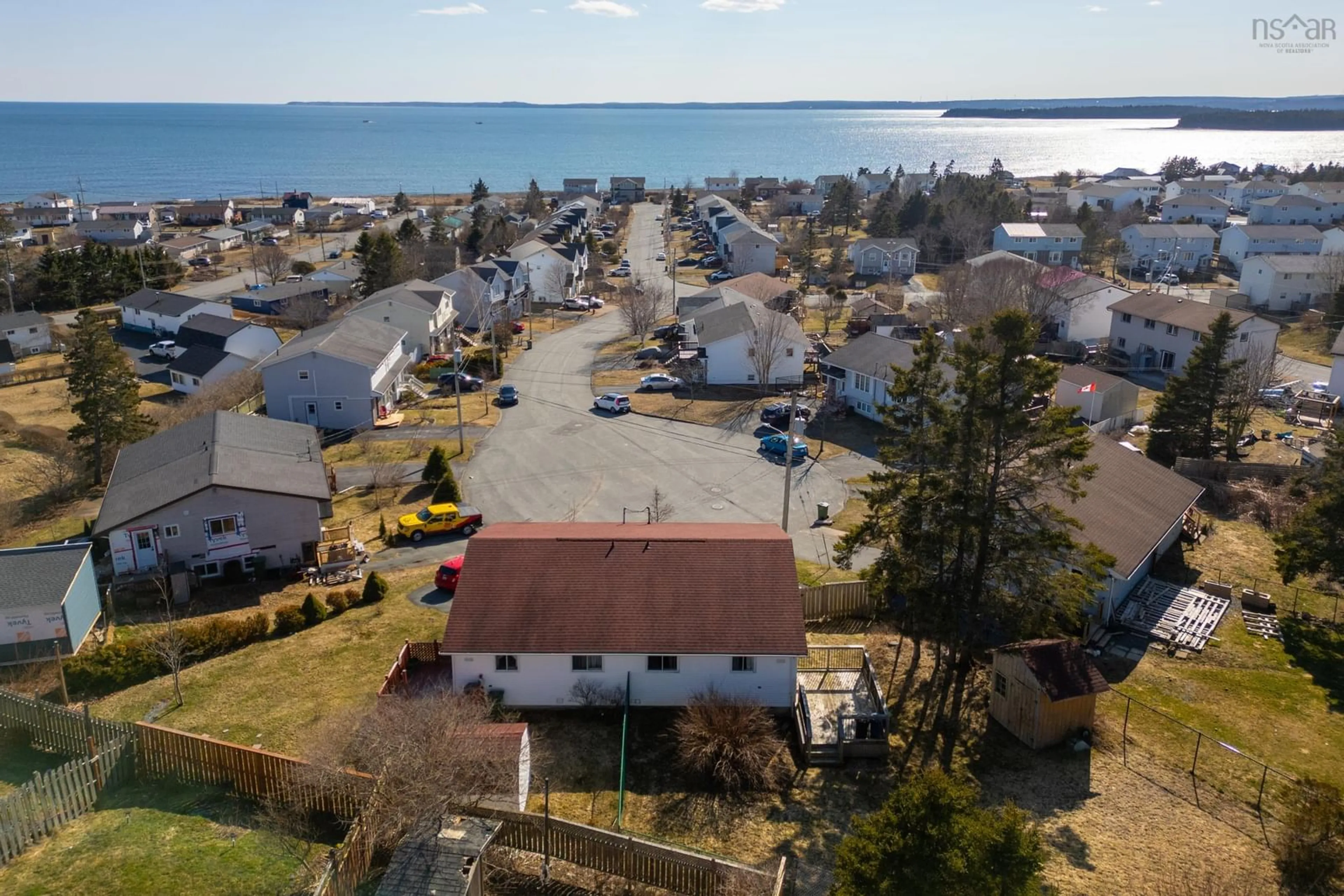 A pic from outside/outdoor area/front of a property/back of a property/a pic from drone, water/lake/river/ocean view for 27 Longstaff Crt, Eastern Passage Nova Scotia B3G 1H3