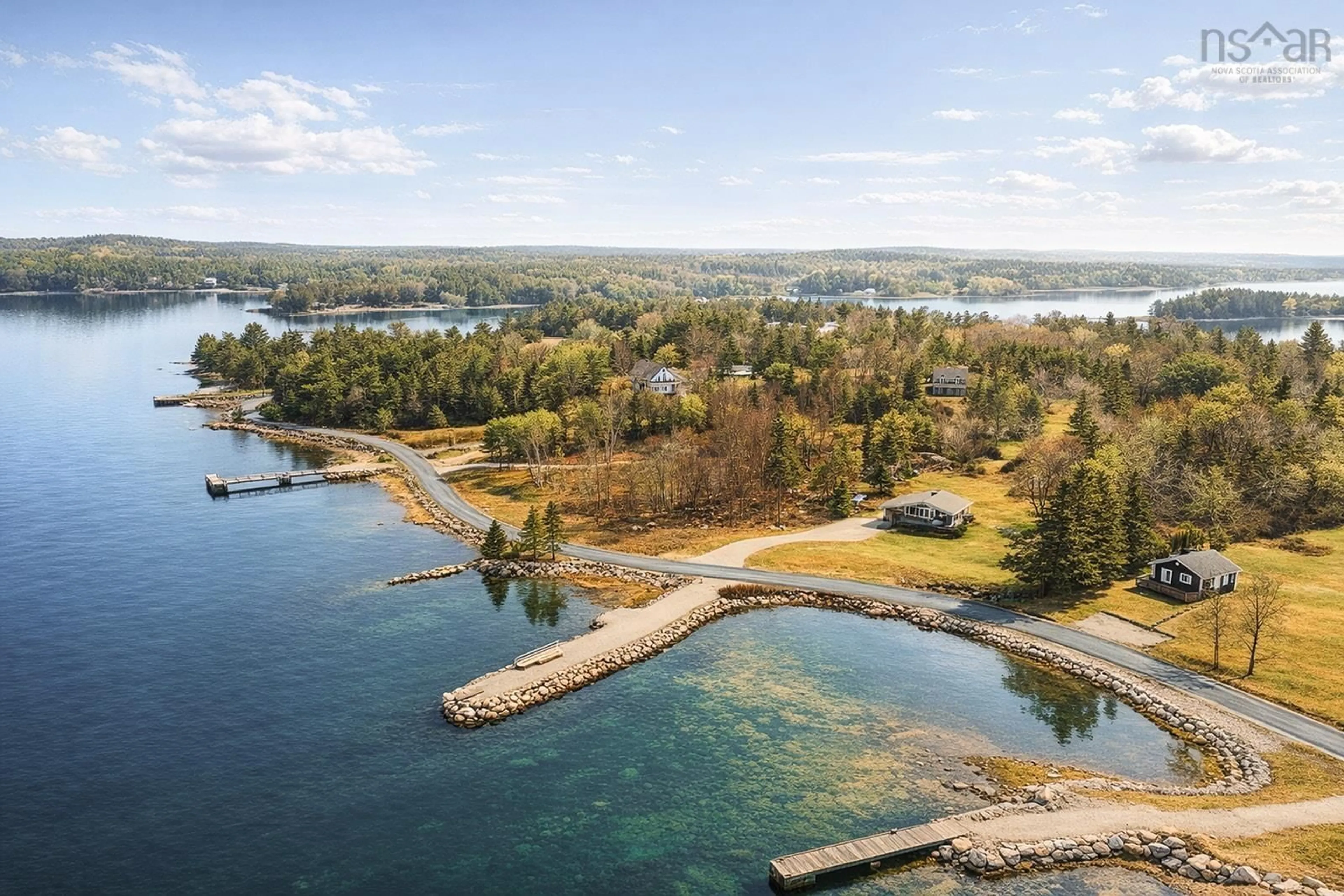 A pic from outside/outdoor area/front of a property/back of a property/a pic from drone, water/lake/river/ocean view for 435 Martins Point Rd, Martins Point Nova Scotia B0J 2E0