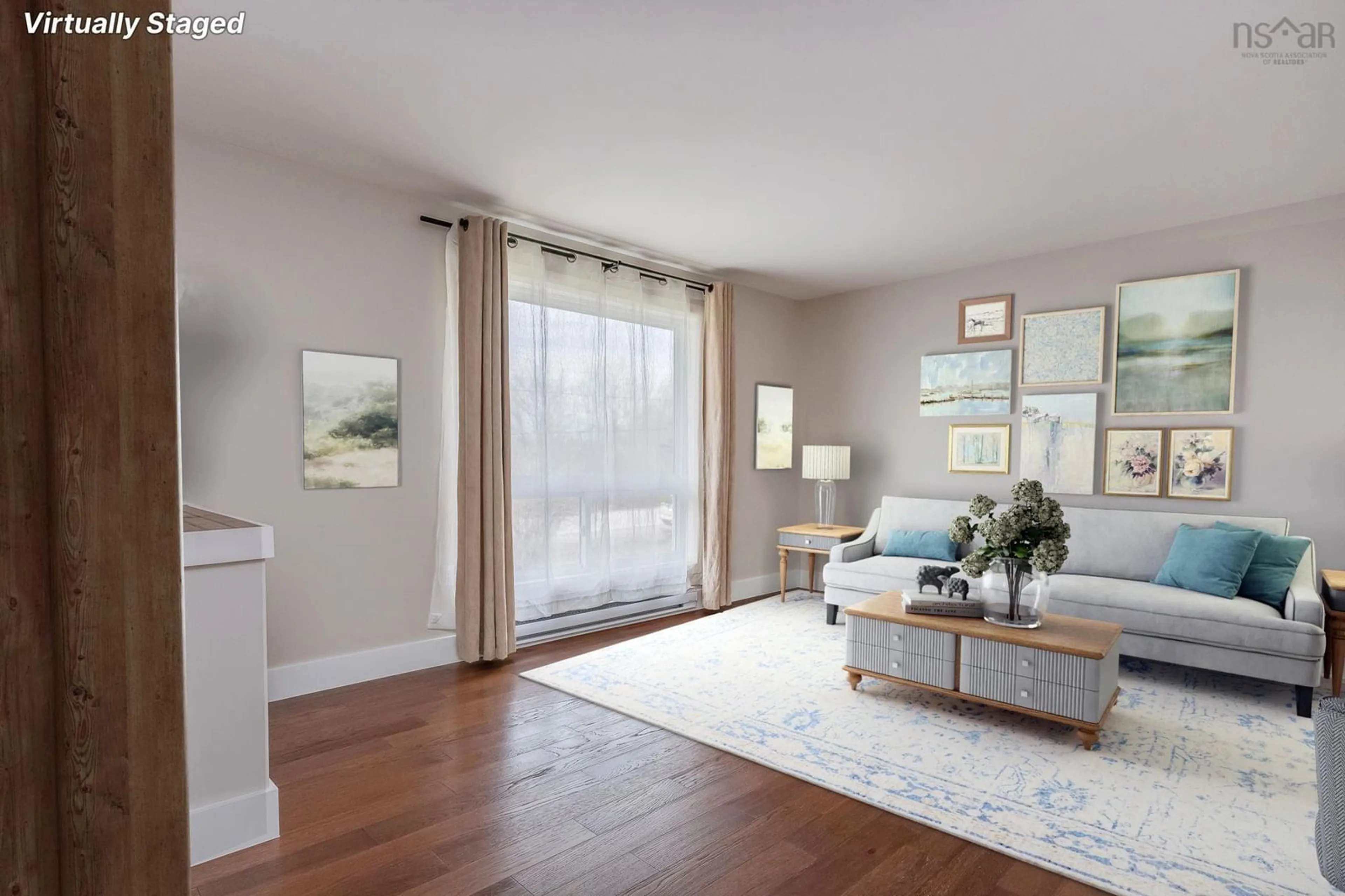 Living room with furniture, wood/laminate floor for 9068 201 Hwy, Nictaux Nova Scotia B0S 1P0