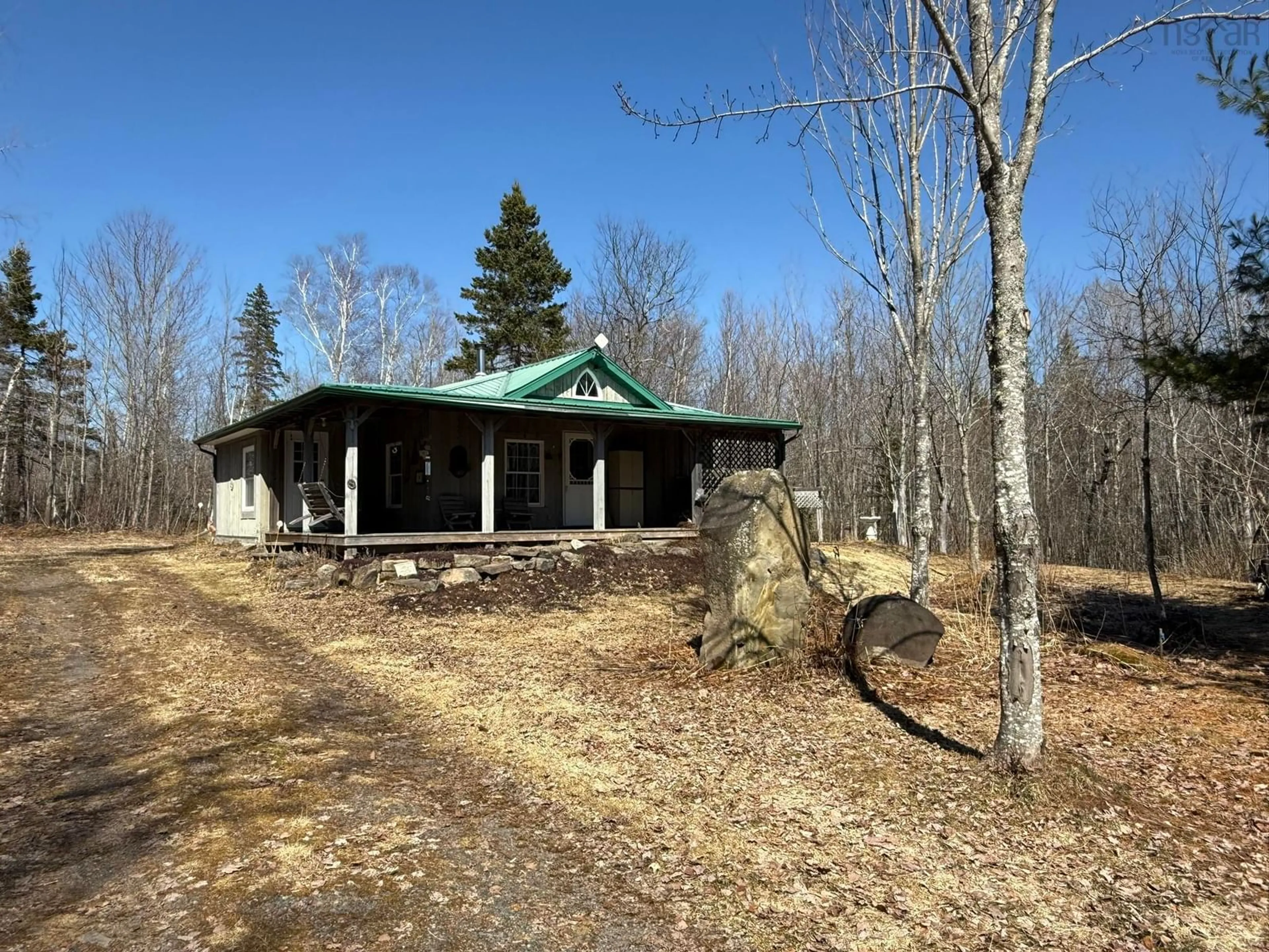 A pic from outside/outdoor area/front of a property/back of a property/a pic from drone, forest/trees view for 259 Angevine Rd, Angevine Lake Nova Scotia B0K 1Y0