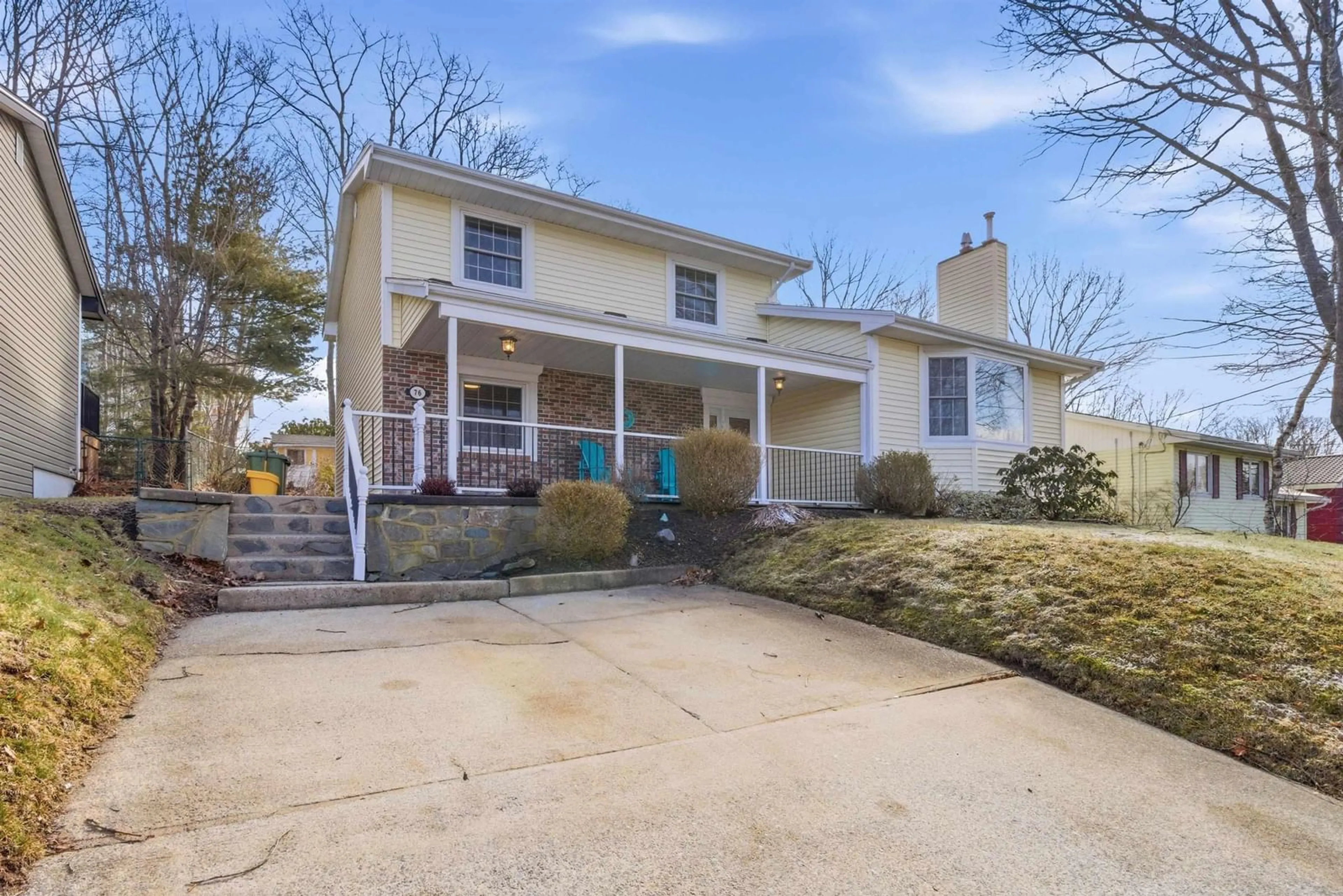 A pic from outside/outdoor area/front of a property/back of a property/a pic from drone, street for 76 Birchwood Crt, Bedford Nova Scotia B4A 2X7