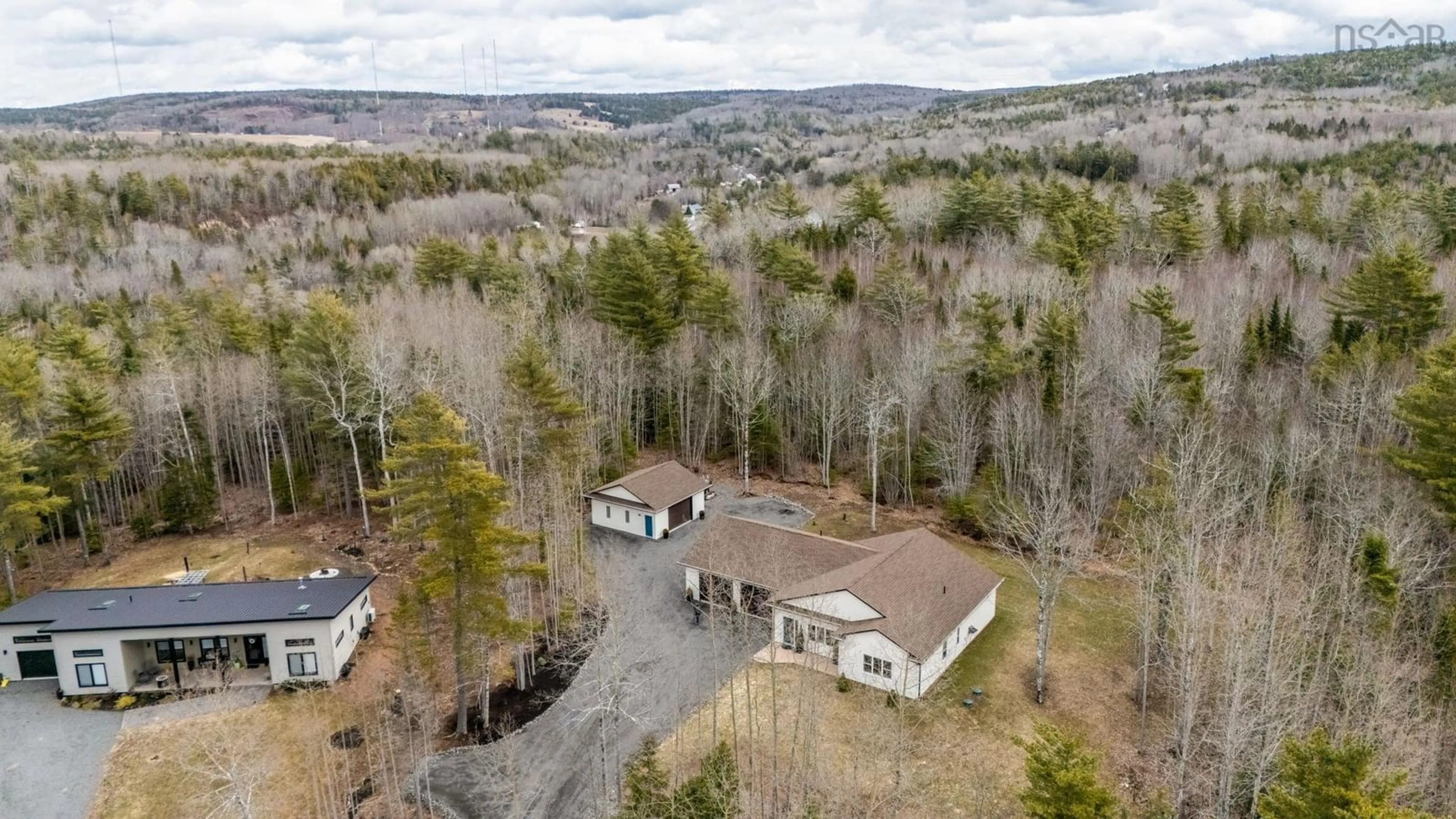 A pic from outside/outdoor area/front of a property/back of a property/a pic from drone, forest/trees view for 75 Muir Dr, Ellershouse Nova Scotia B0N 2A0