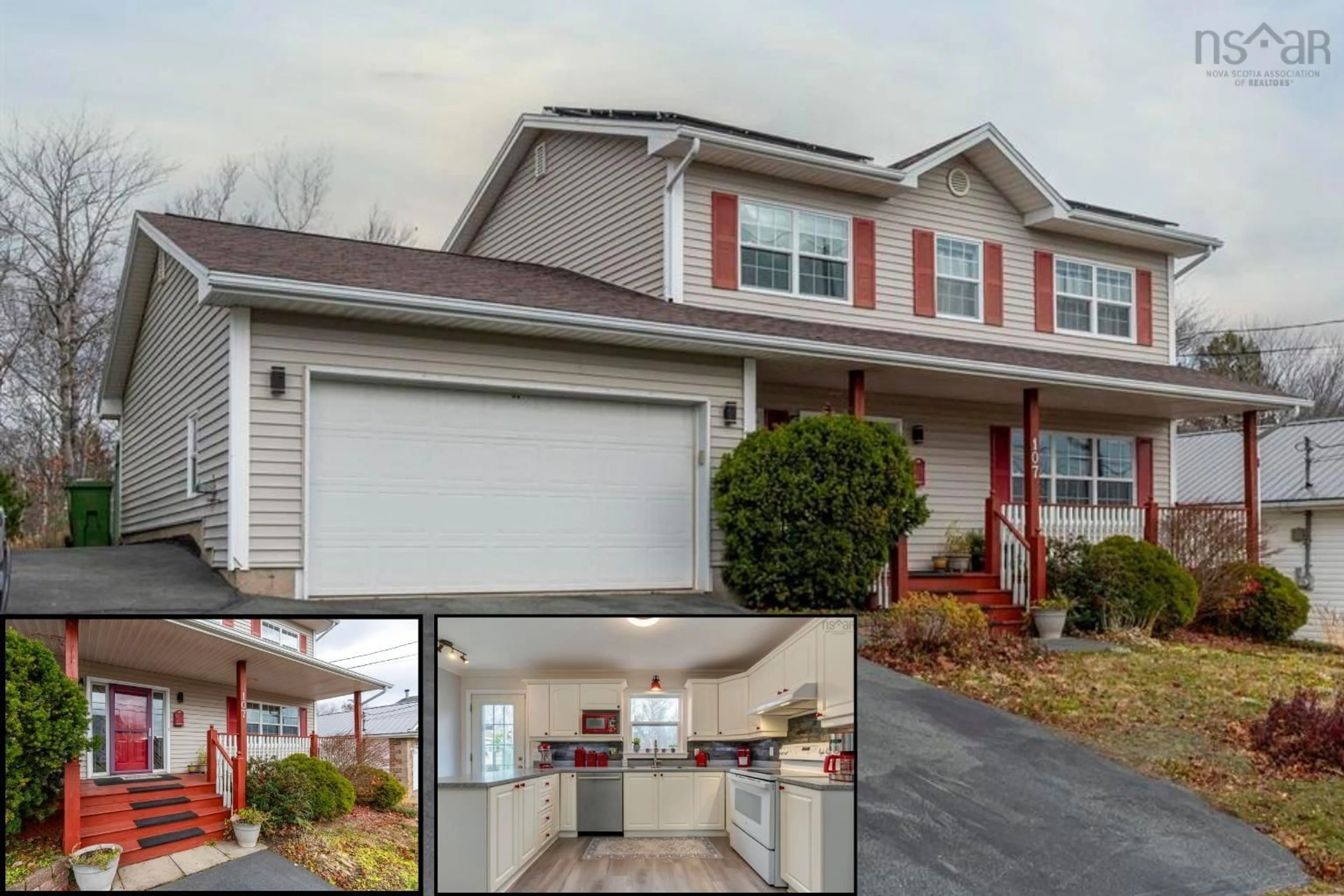 Home with vinyl exterior material, street for 107 Lancaster Dr, Dartmouth Nova Scotia B3A 4X8