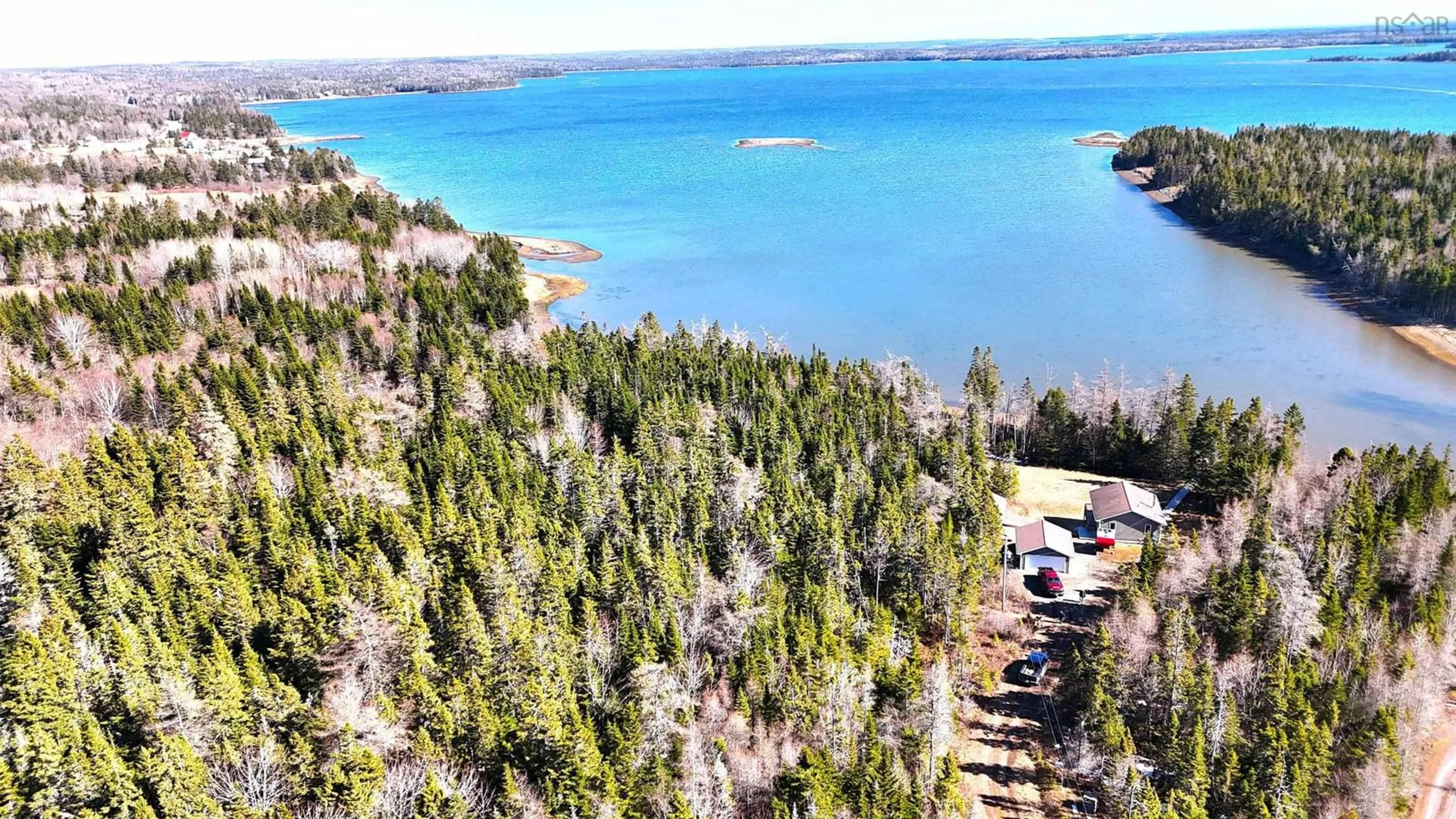 A pic from outside/outdoor area/front of a property/back of a property/a pic from drone, water/lake/river/ocean view for 11 Kelly Lane, Walkerville Nova Scotia B0E 1J0