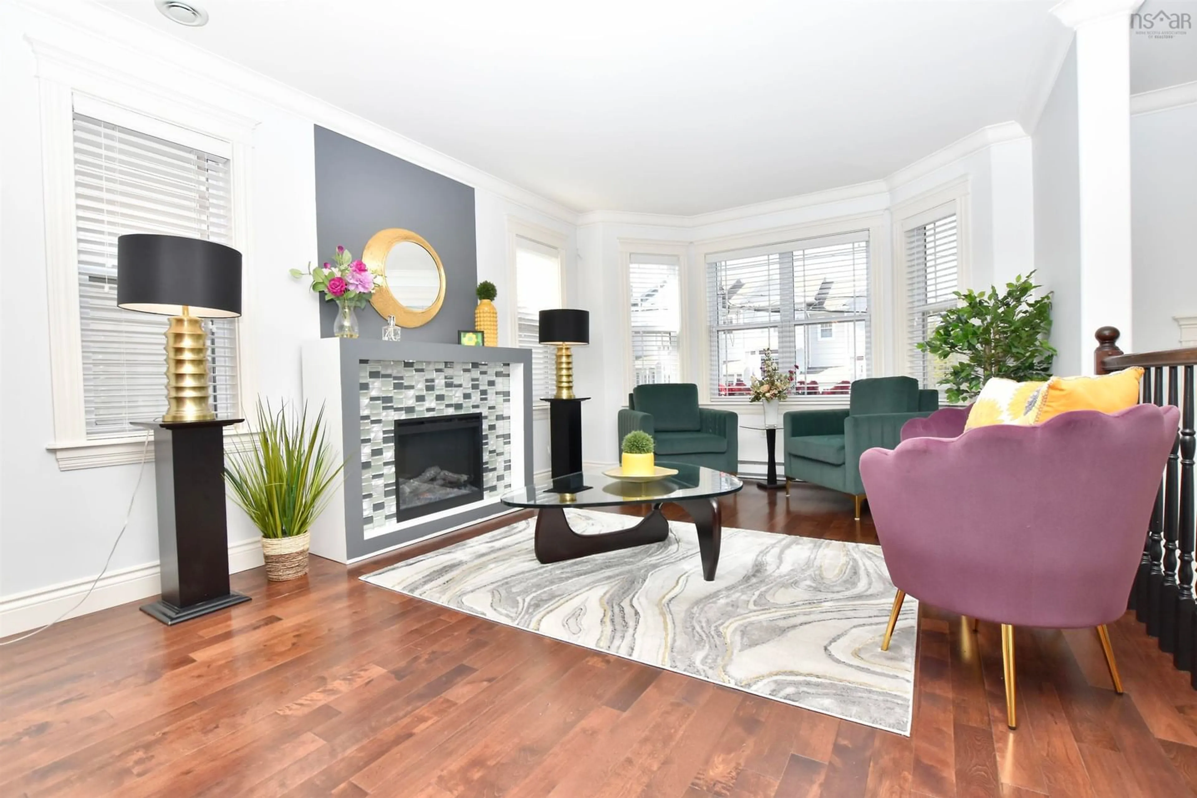 Living room with furniture, wood/laminate floor for 46 Bosun Run, Halifax Nova Scotia B3M 4W4