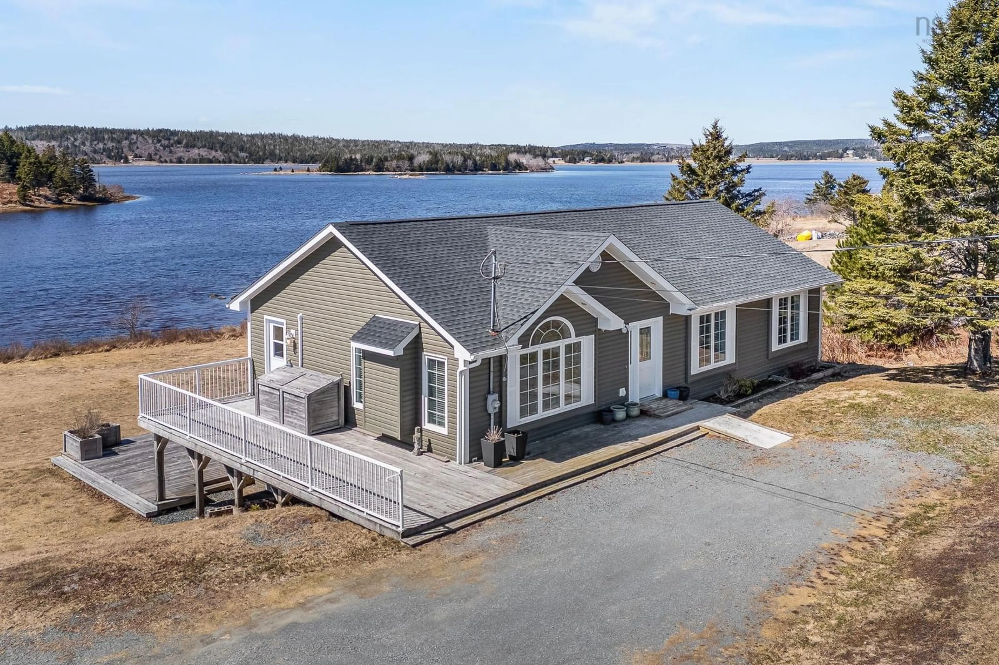 A pic from outside/outdoor area/front of a property/back of a property/a pic from drone, water/lake/river/ocean view for 28 Morgans Landng, East Chezzetcook Nova Scotia B0J 1N0