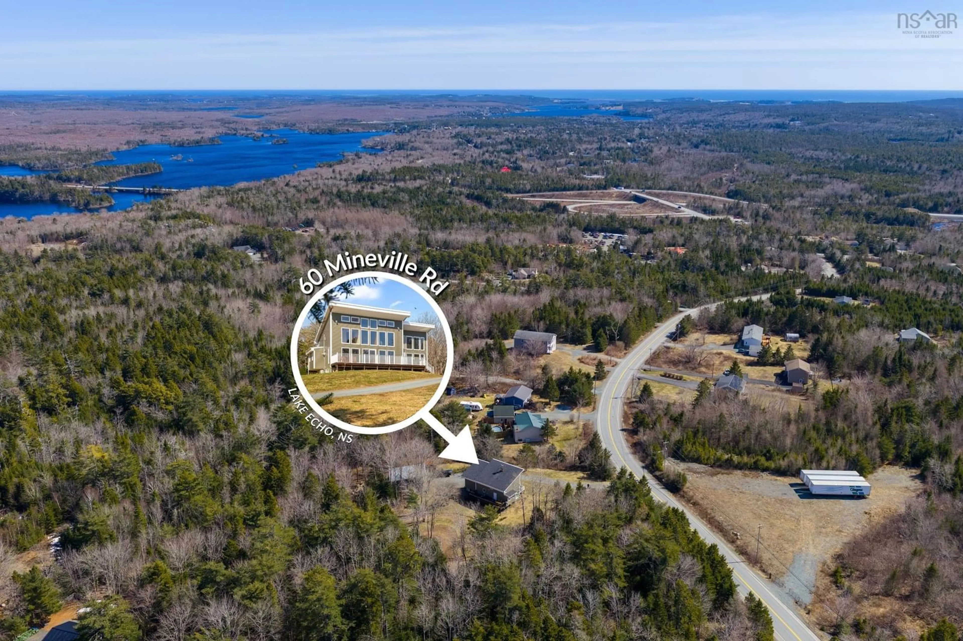 A pic from outside/outdoor area/front of a property/back of a property/a pic from drone, water/lake/river/ocean view for 60 Mineville Rd Rd, Lake Echo Nova Scotia B3E 1N3