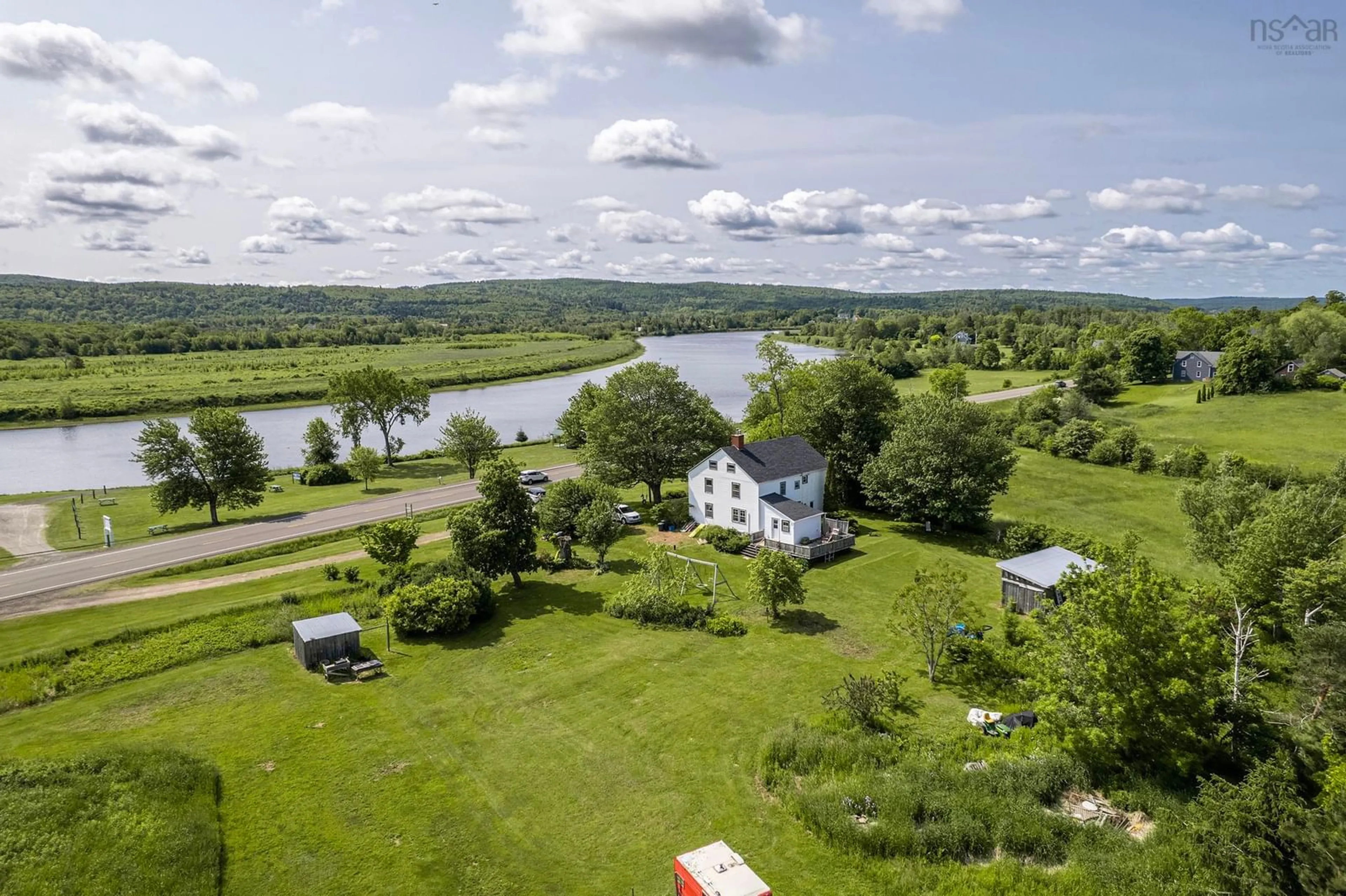 A pic from outside/outdoor area/front of a property/back of a property/a pic from drone, water/lake/river/ocean view for 7455 Highway 1, Upper Granville Nova Scotia B0S 1A0