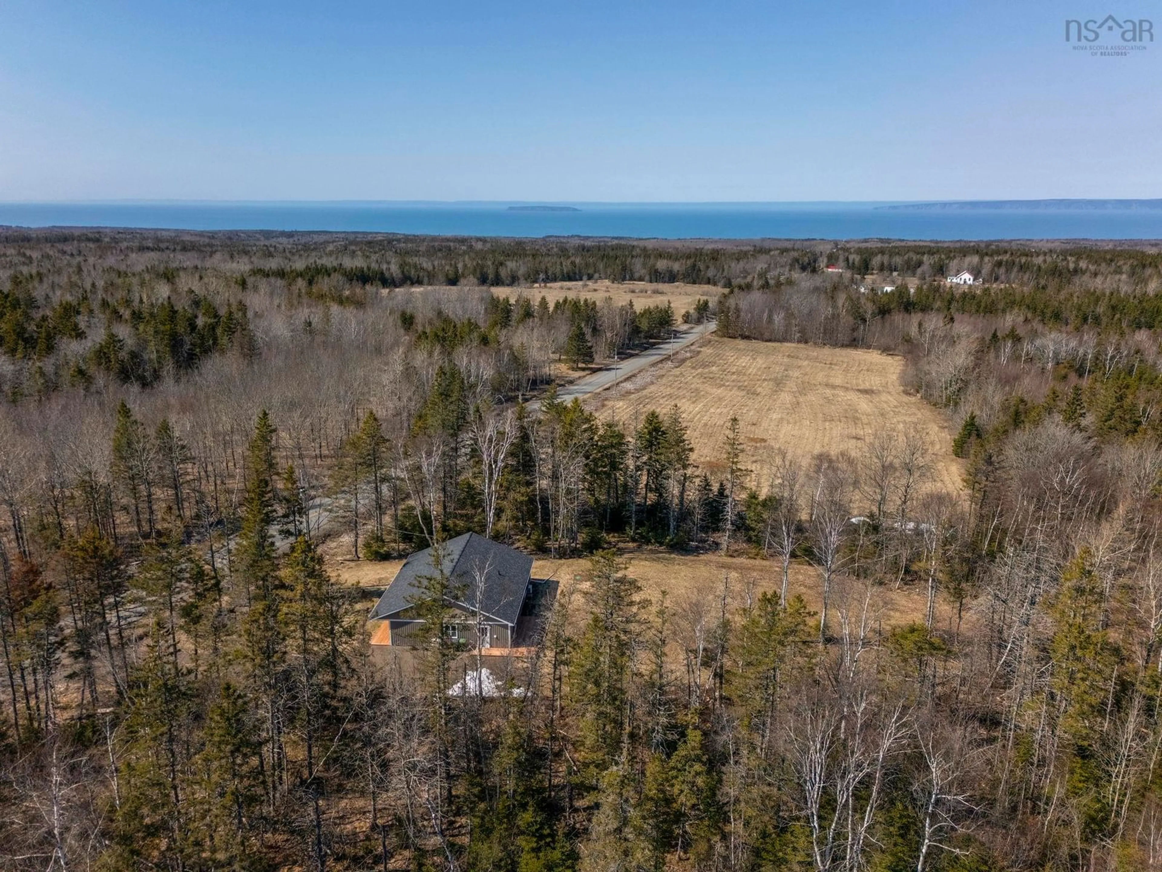 A pic from outside/outdoor area/front of a property/back of a property/a pic from drone, forest/trees view for 1960 Long Point Rd, Burlington Nova Scotia B0P 1E0