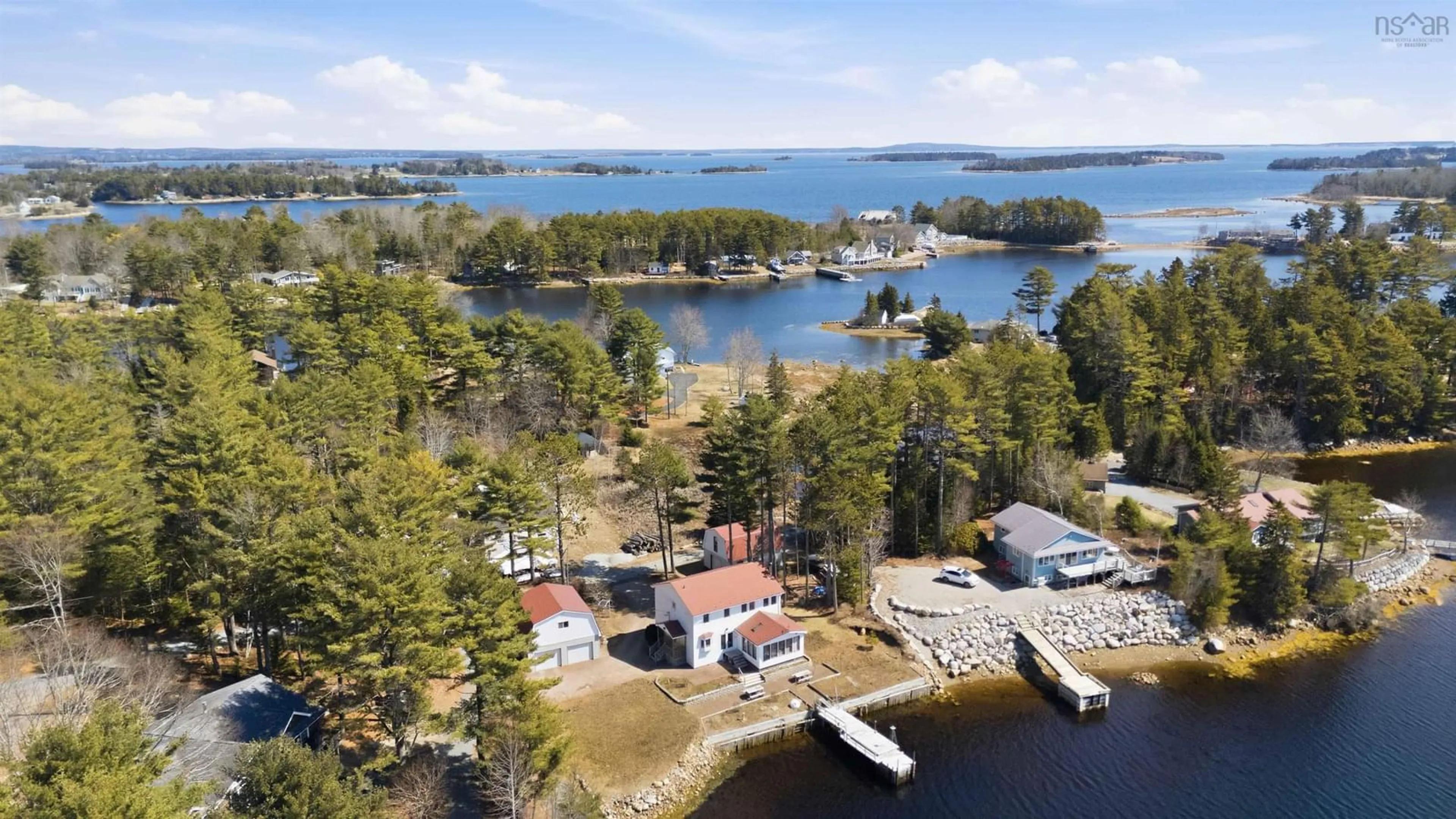 A pic from outside/outdoor area/front of a property/back of a property/a pic from drone, water/lake/river/ocean view for 50 Narrows Basin Rd, Martins River Nova Scotia B0J 2E0