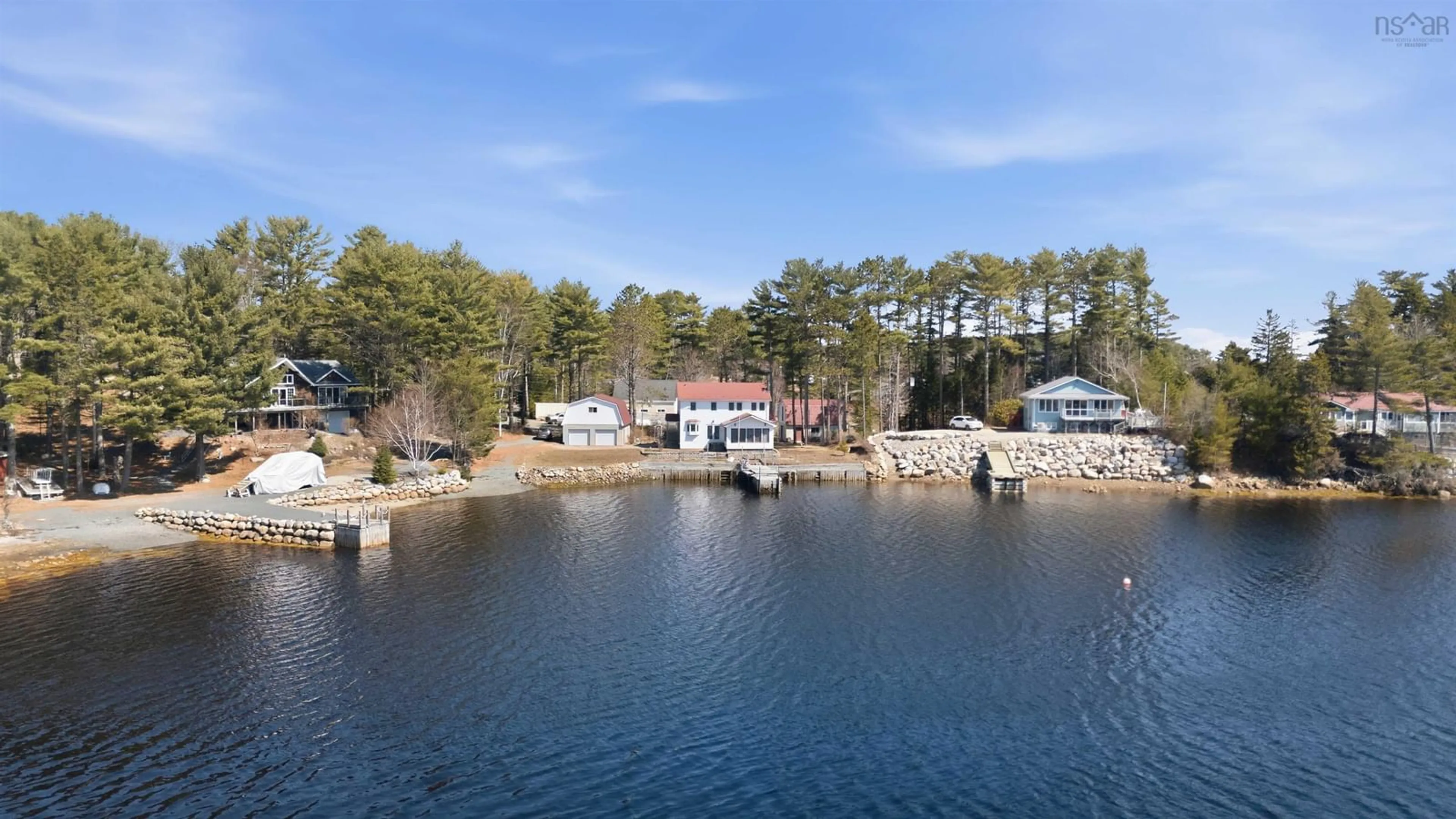 A pic from outside/outdoor area/front of a property/back of a property/a pic from drone, water/lake/river/ocean view for 50 Narrows Basin Rd, Martins River Nova Scotia B0J 2E0