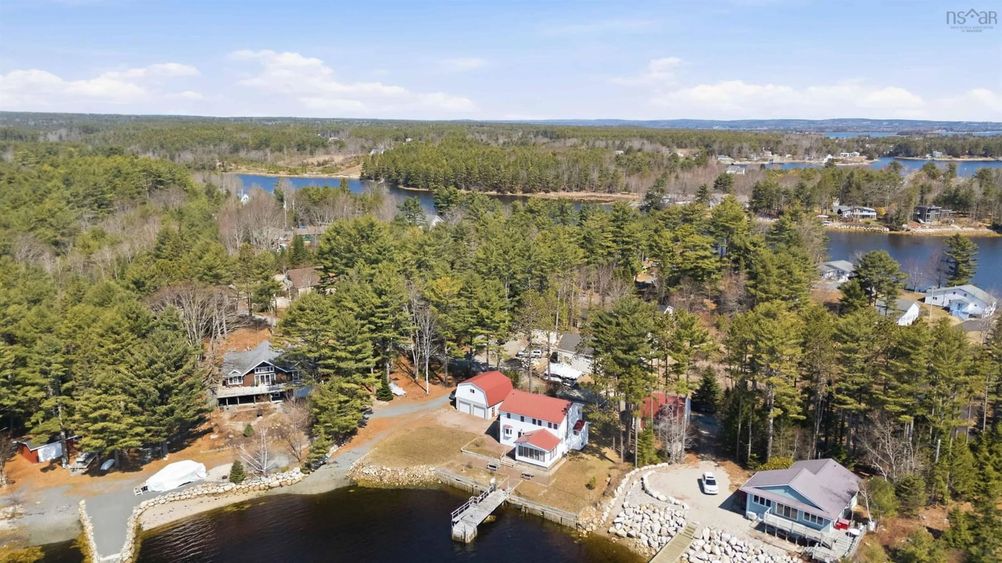 A pic from outside/outdoor area/front of a property/back of a property/a pic from drone, water/lake/river/ocean view for 50 Narrows Basin Rd, Martins River Nova Scotia B0J 2E0