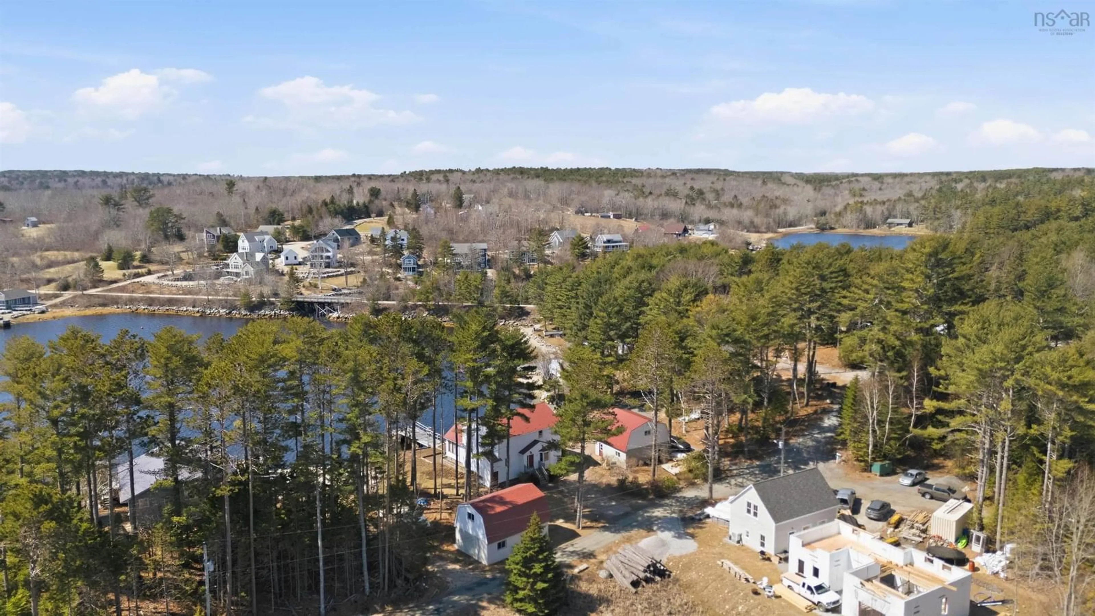 A pic from outside/outdoor area/front of a property/back of a property/a pic from drone, water/lake/river/ocean view for 50 Narrows Basin Rd, Martins River Nova Scotia B0J 2E0