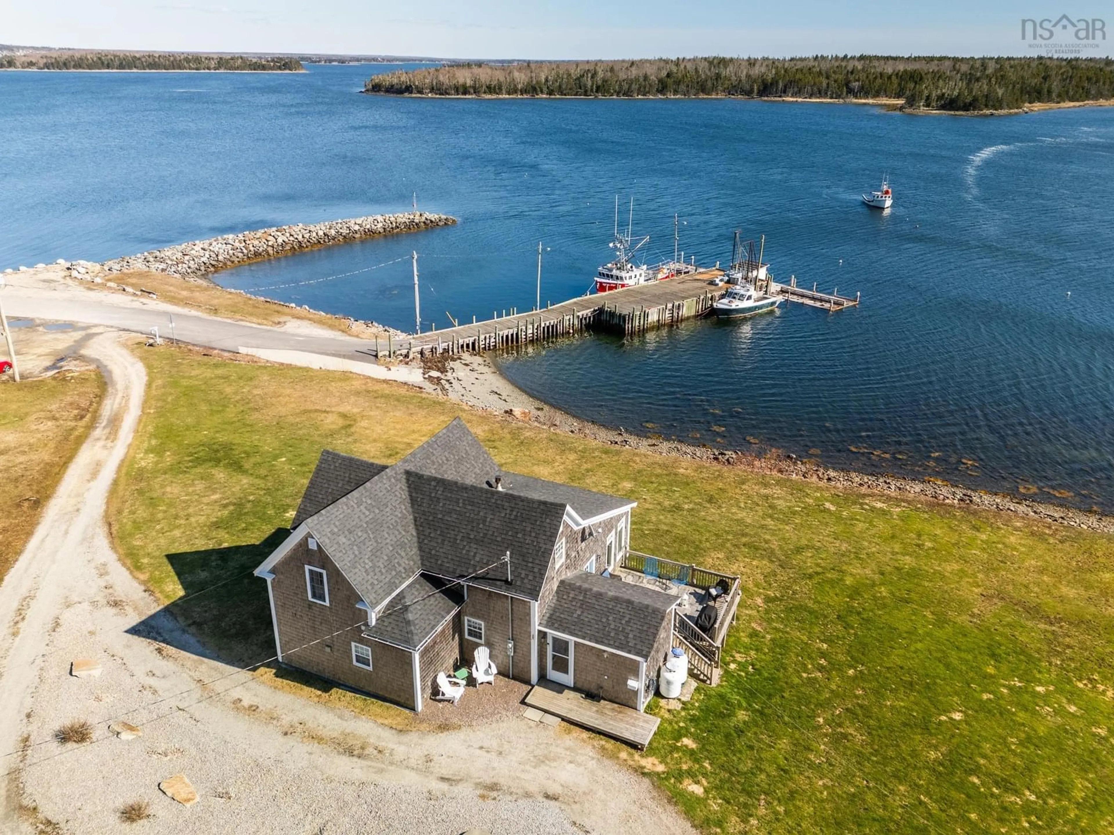 A pic from outside/outdoor area/front of a property/back of a property/a pic from drone, water/lake/river/ocean view for 5 Highway 308, Morris Island Nova Scotia B0W 3M0
