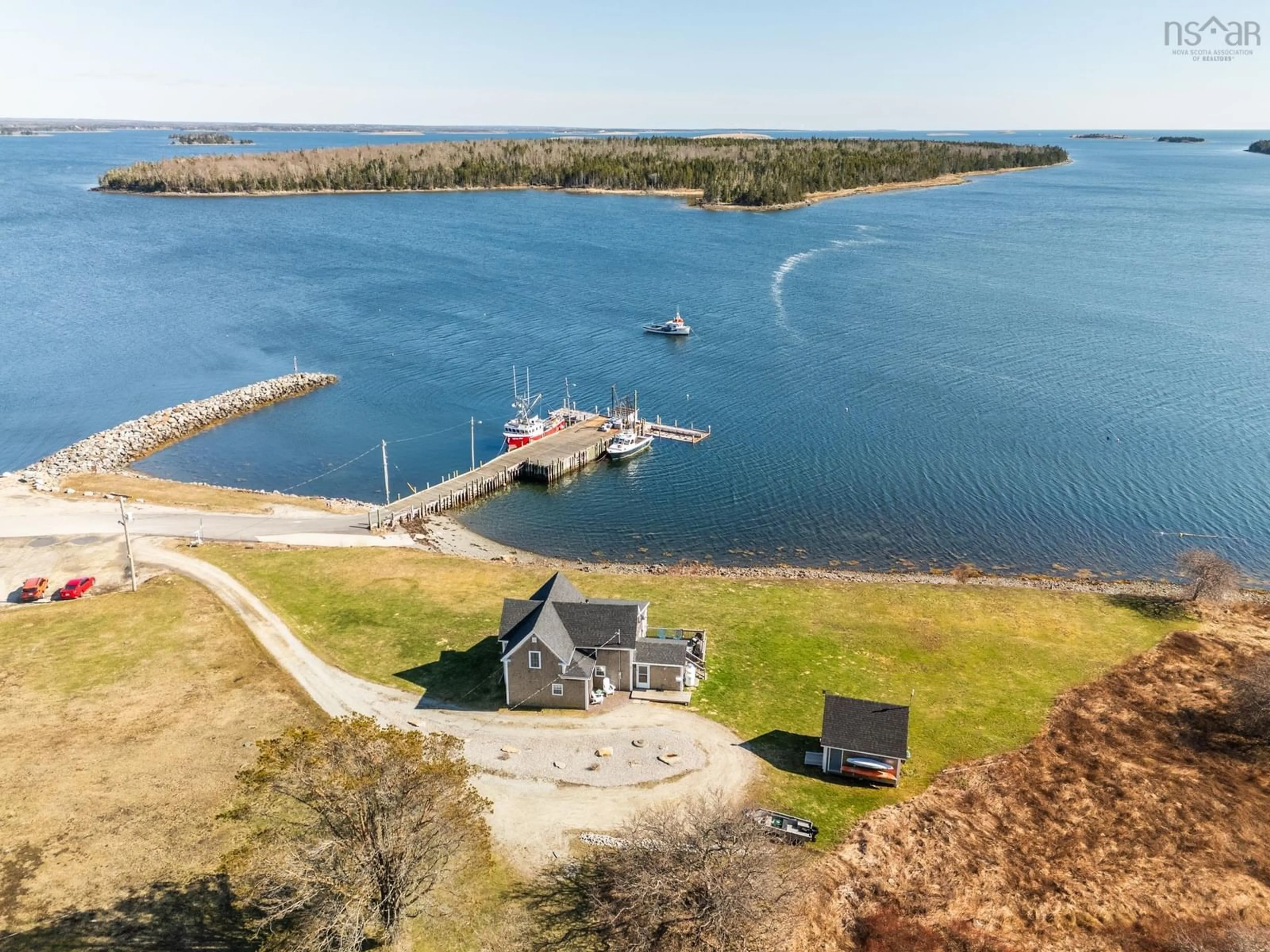 A pic from outside/outdoor area/front of a property/back of a property/a pic from drone, water/lake/river/ocean view for 5 Highway 308, Morris Island Nova Scotia B0W 3M0