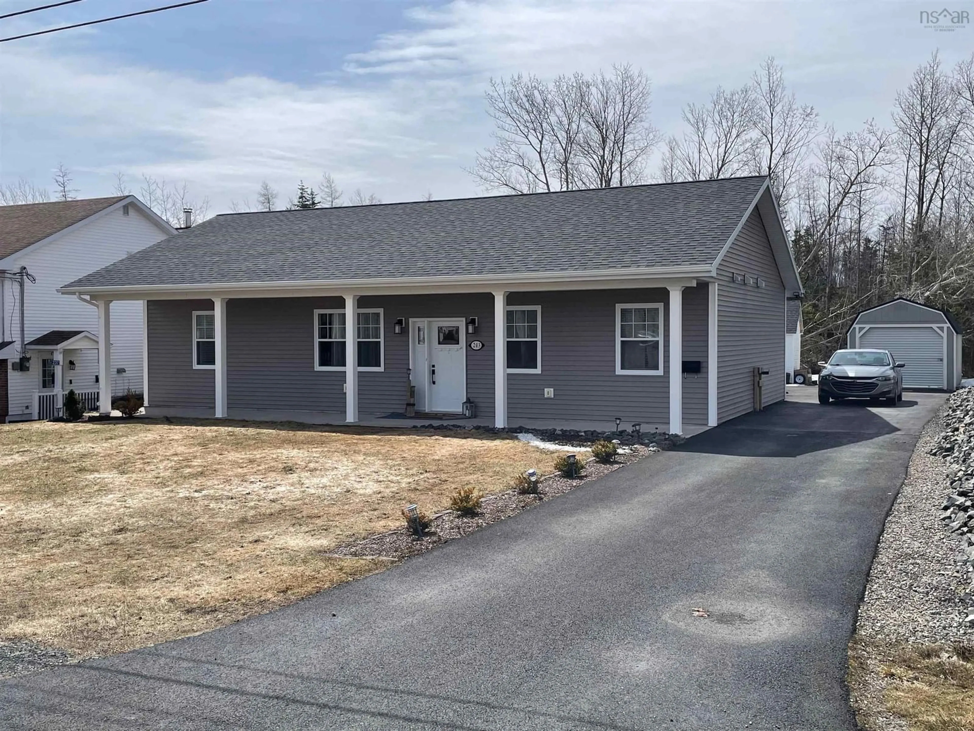 Home with vinyl exterior material, street for 243 Braemar Drive, Westmount Nova Scotia B1R 1V9