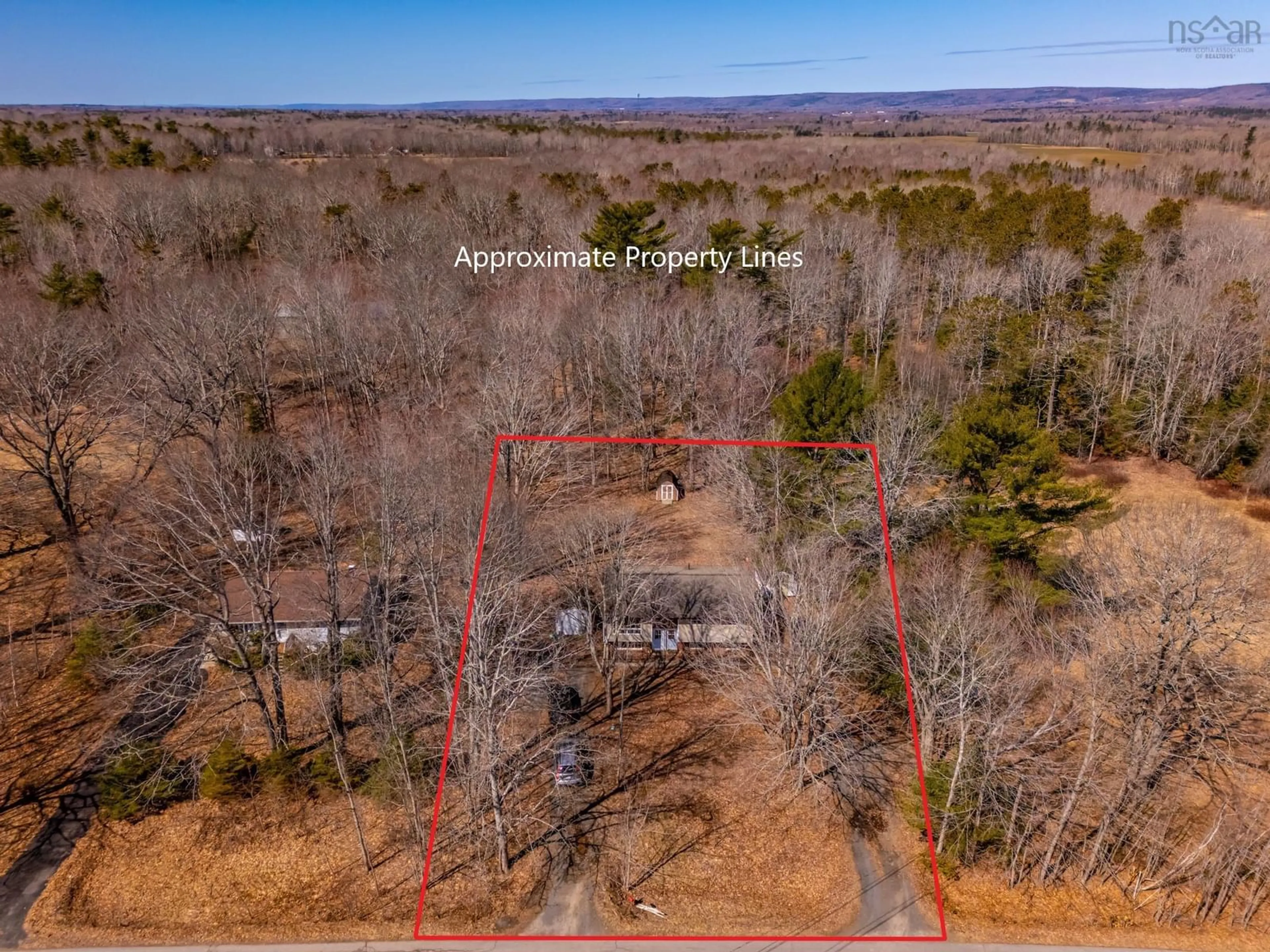 A pic from outside/outdoor area/front of a property/back of a property/a pic from drone, forest/trees view for 1663 South Bishop Rd, Coldbrook Nova Scotia B4R 1B6