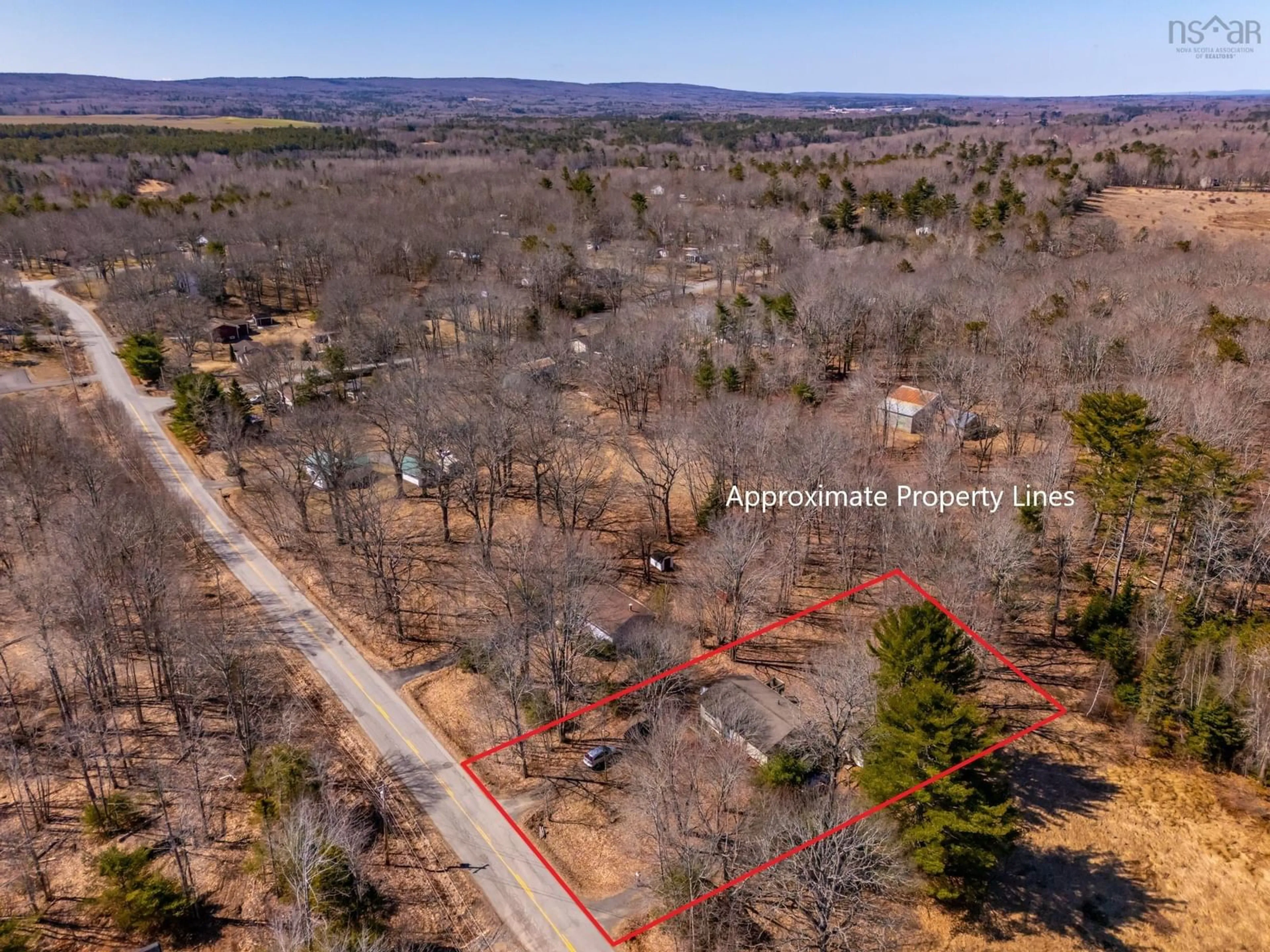 A pic from outside/outdoor area/front of a property/back of a property/a pic from drone, forest/trees view for 1663 South Bishop Rd, Coldbrook Nova Scotia B4R 1B6